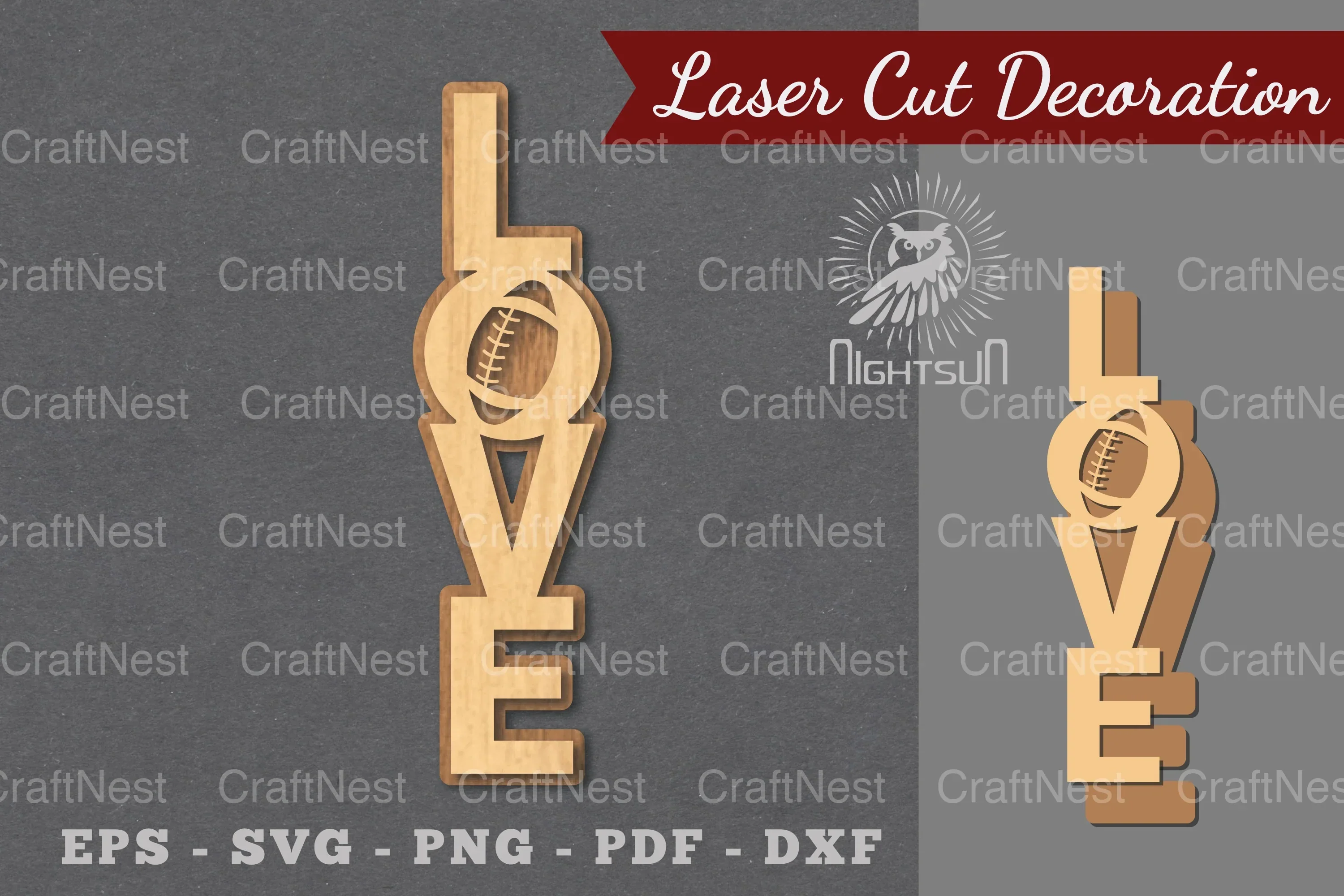 American Football Love Laser Cut Decoration Clipart Bundle