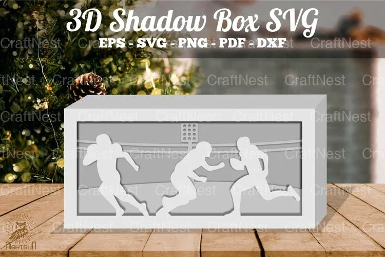 American Football Player 3D Shadow Box SVG Bundle