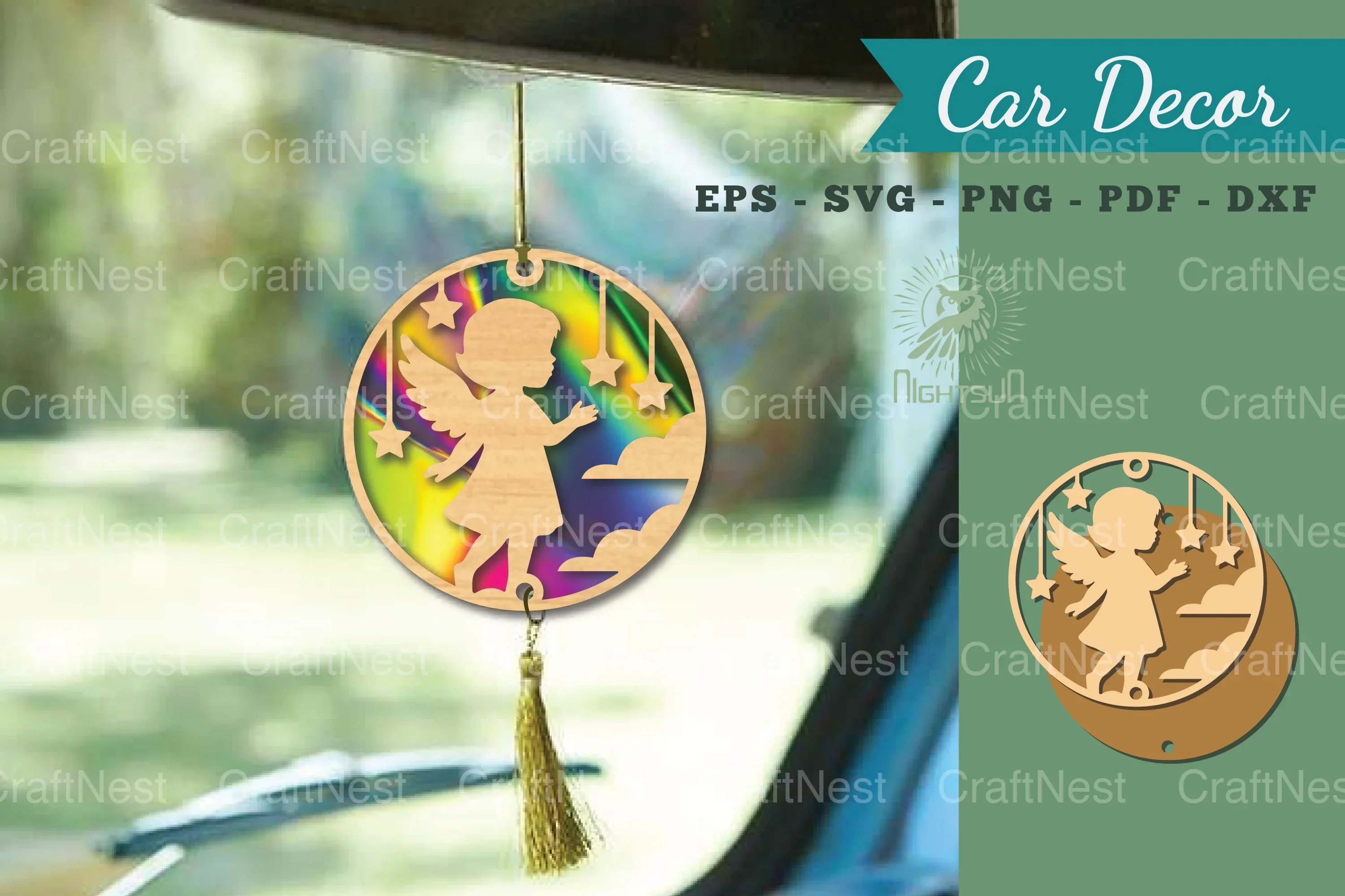 Angel Kids Lasercut Car Decor Clipart Bundle