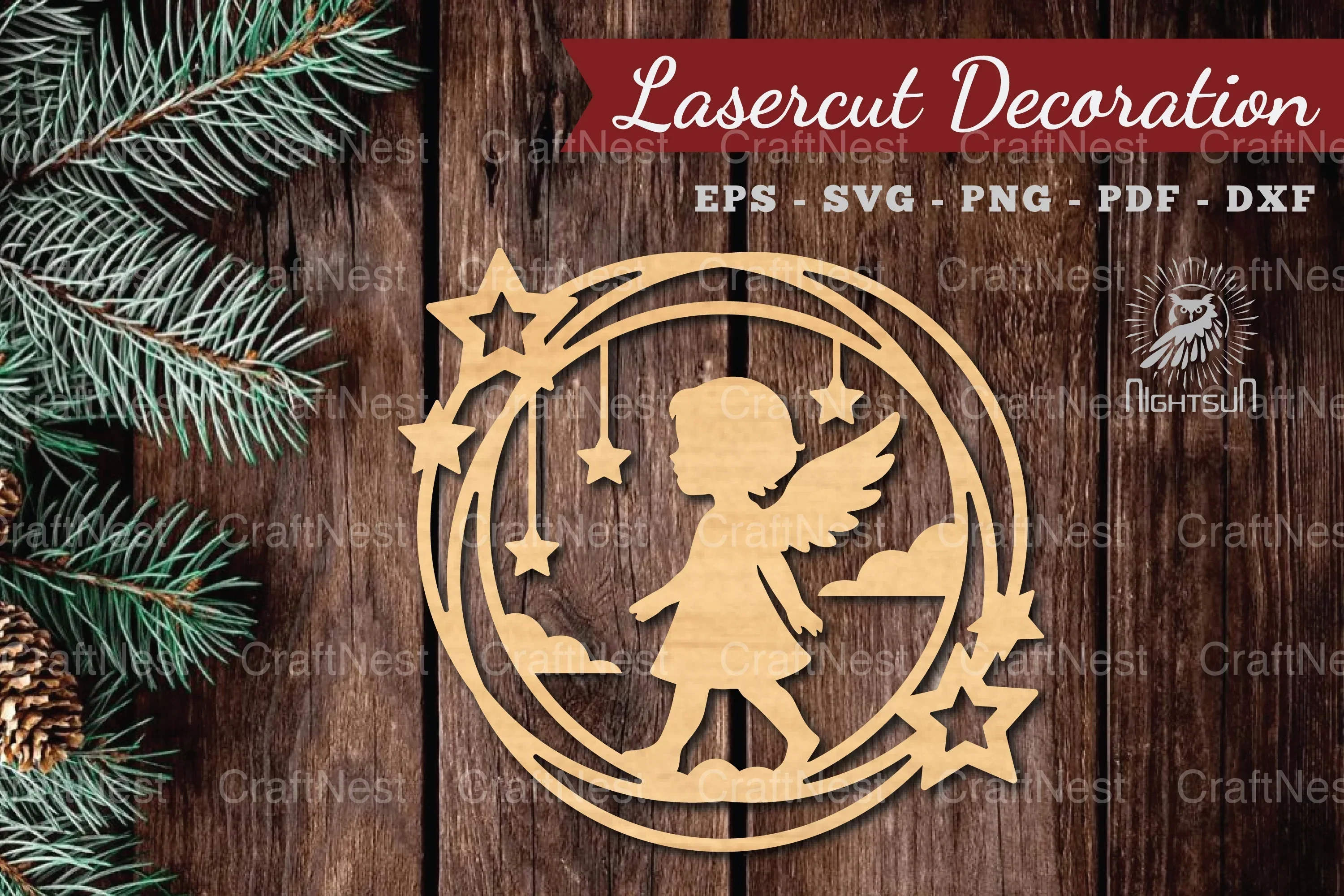 Angel Kids Lasercut Decoration Clipart Bundle