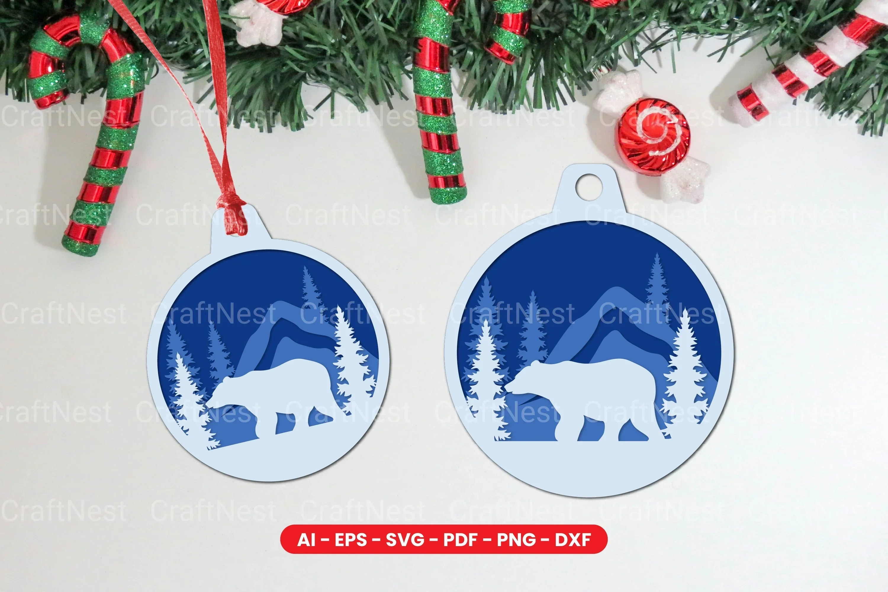 Animal Christmas Tree Ornament Layered Laser Cut SVG Bundle