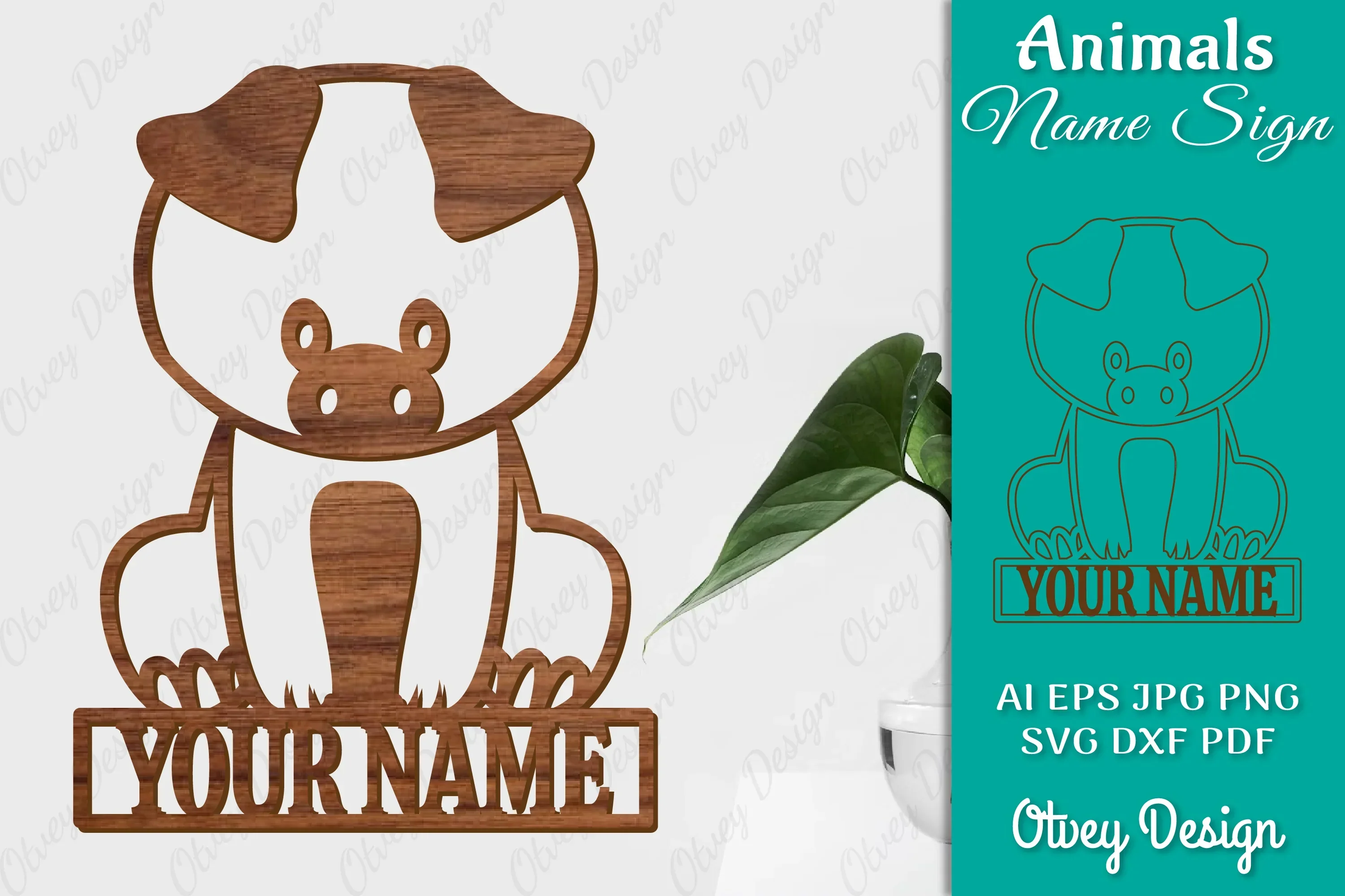 Animal Name Sign SVG Laser Cut Template Door Wall Hanger SVG Bundle