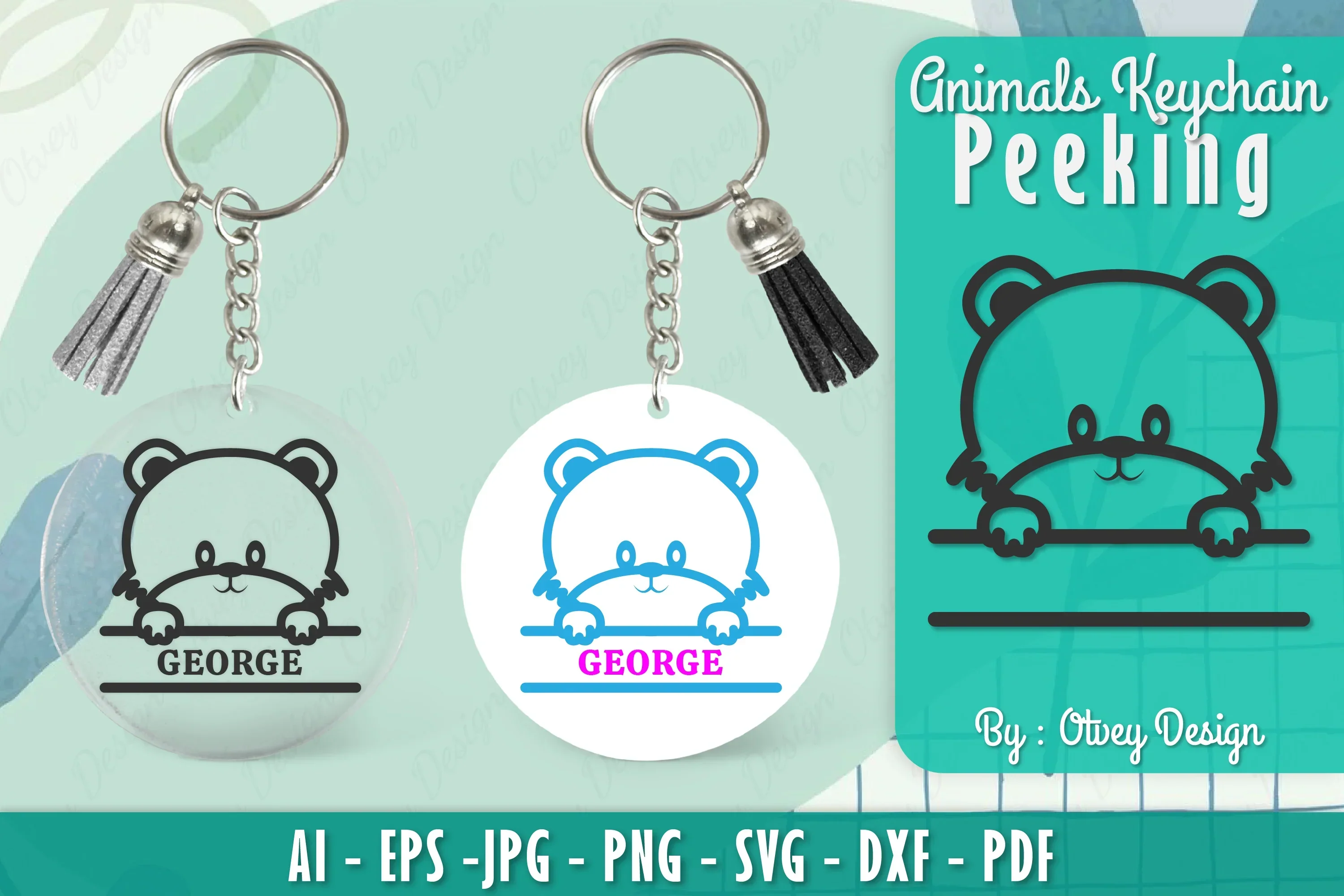 Animals Peeking Keychain SVG Bundle