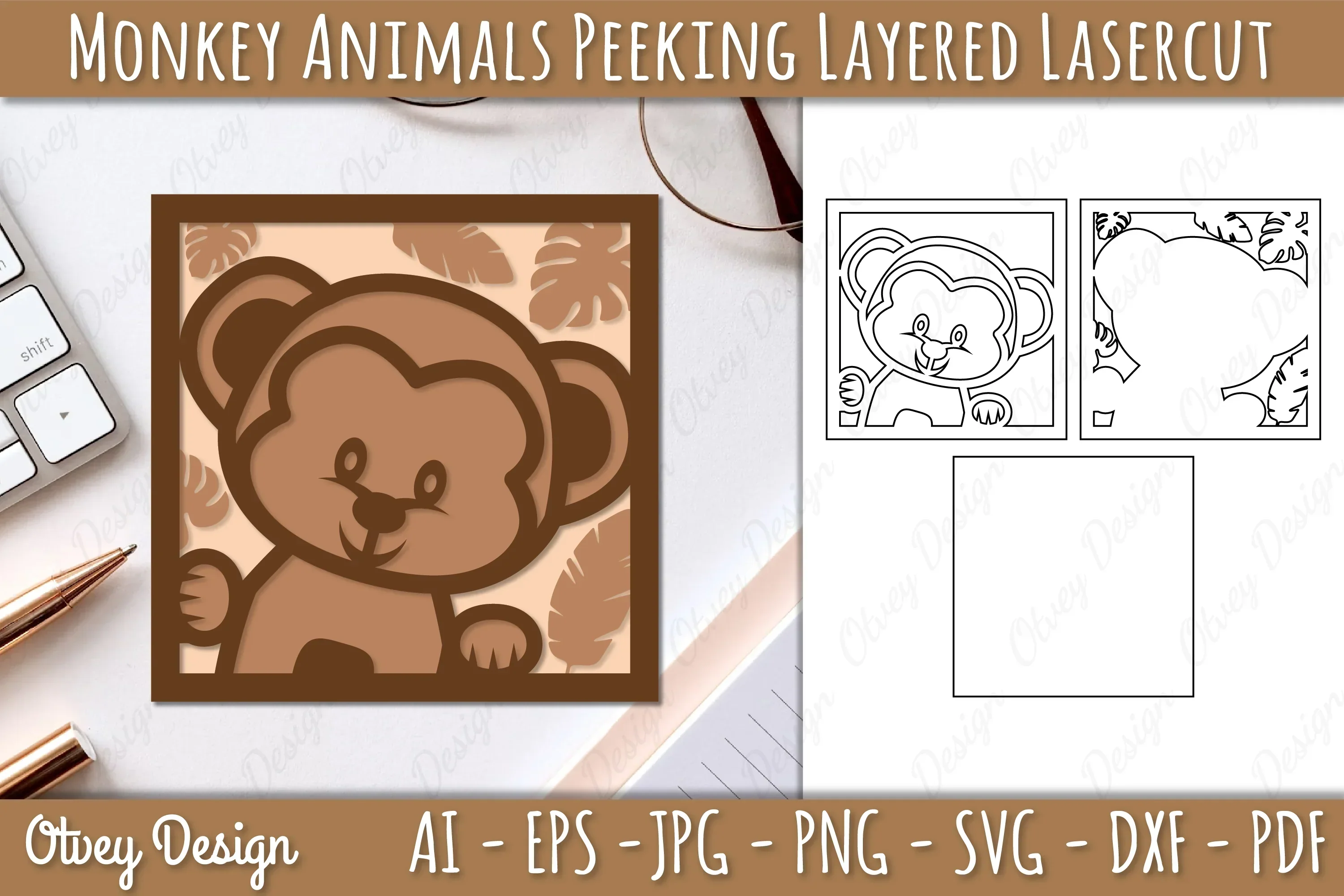 Animals Peeking Layered Lasercut SVG Bundle
