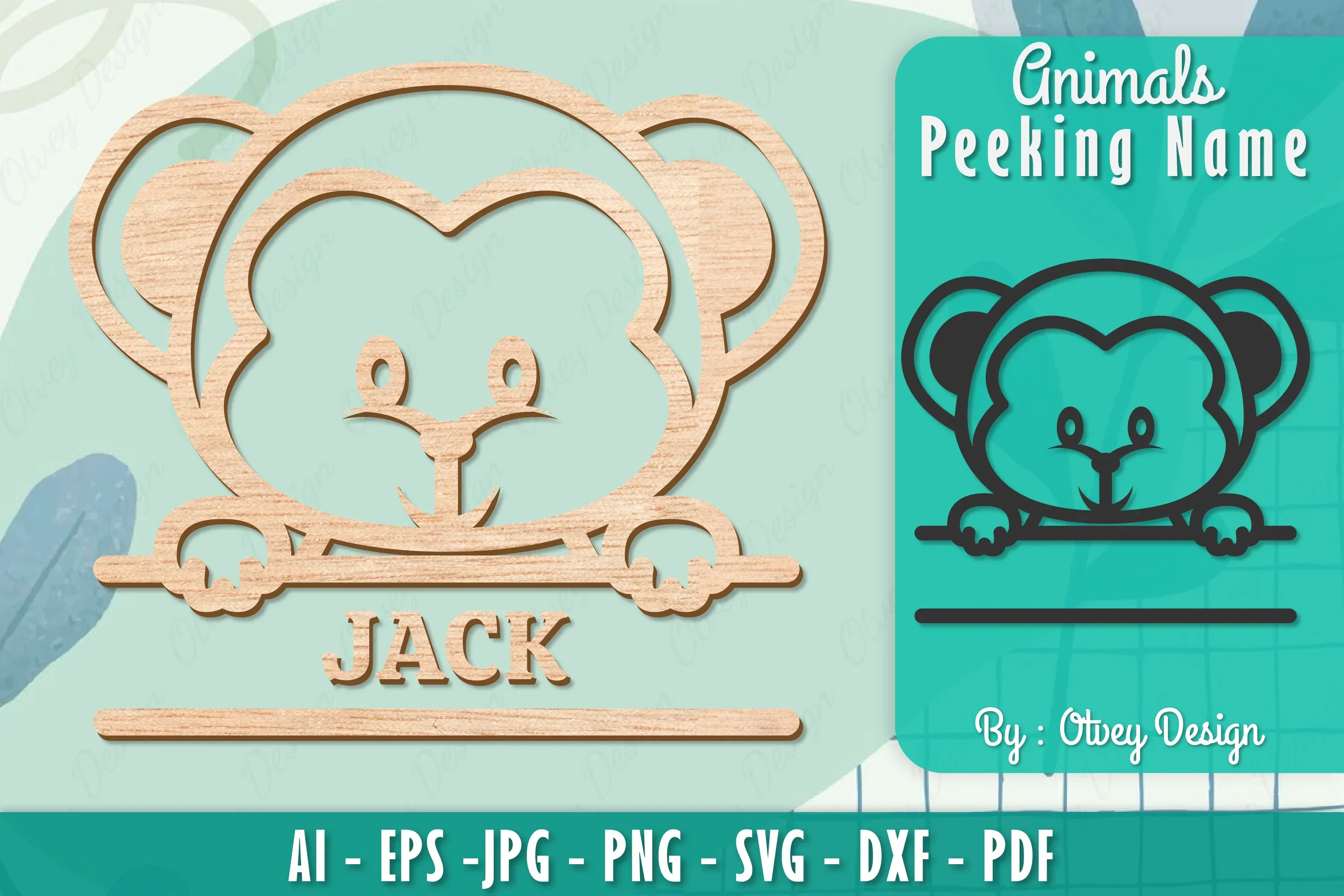 Animals Peeking Name Sign SVG Bundle