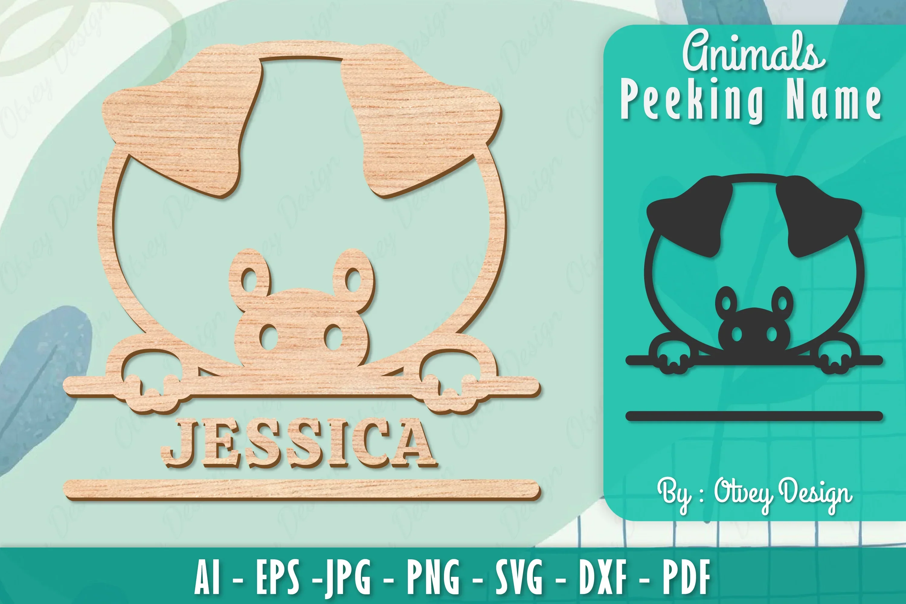 Animals Peeking Name Sign SVG Bundle