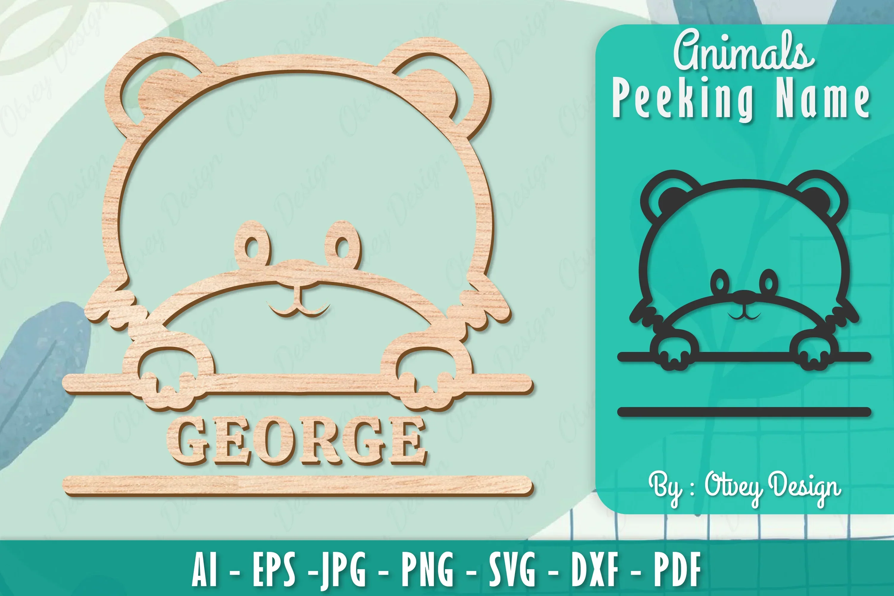 Animals Peeking Name Sign SVG Bundle
