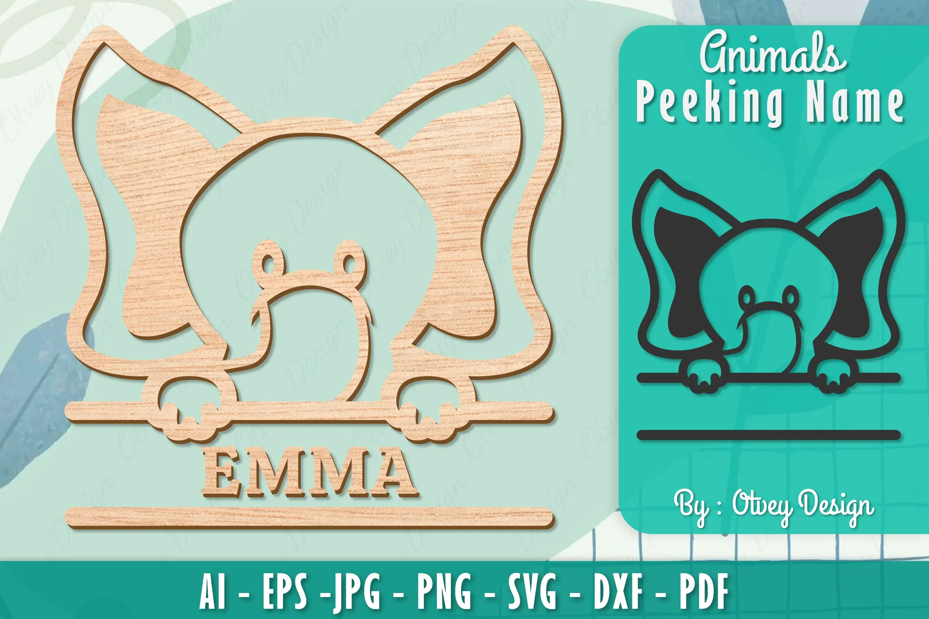 Animals Peeking Name Sign SVG Bundle