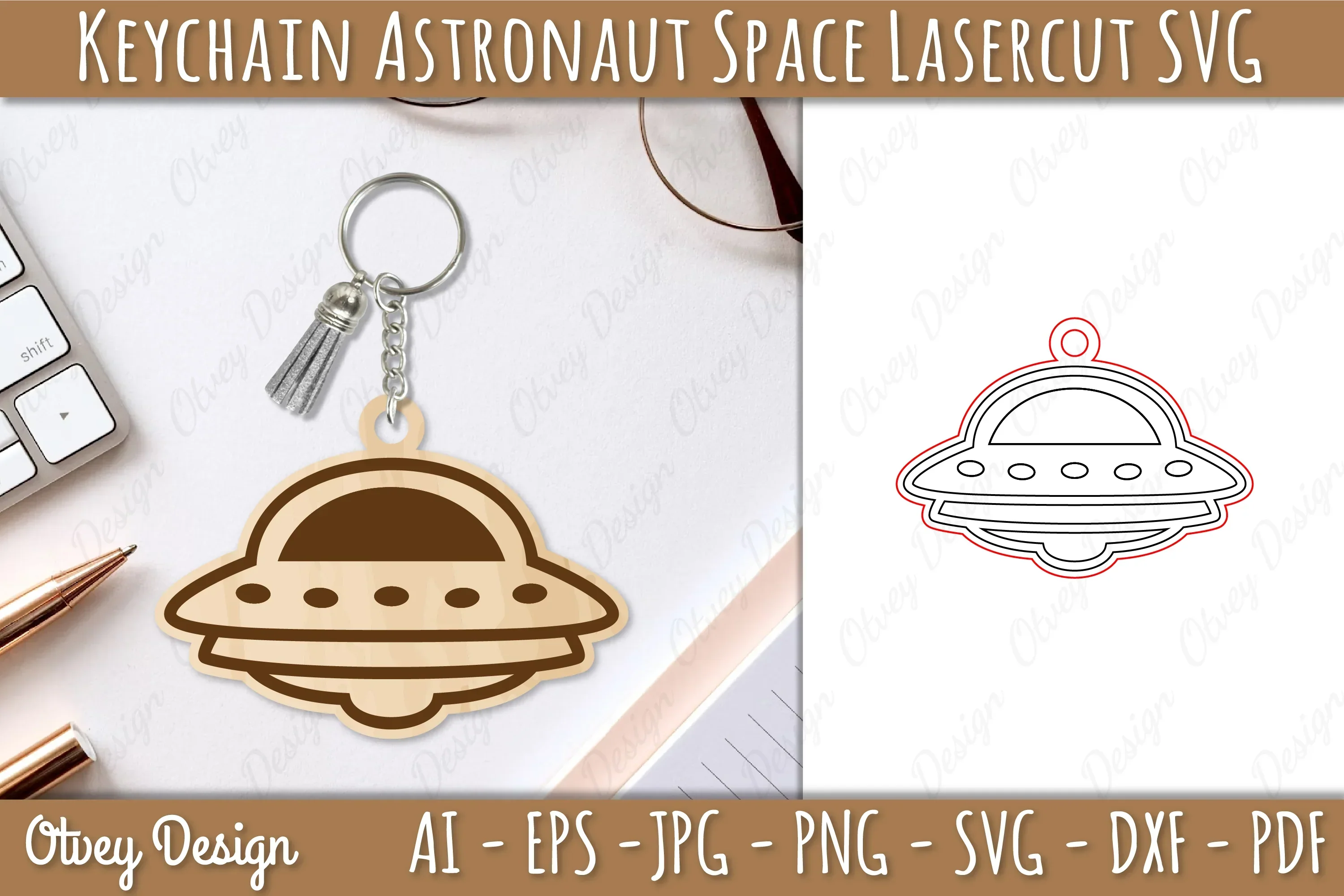 Astronaut Space Keychain Earring SVG Bundle