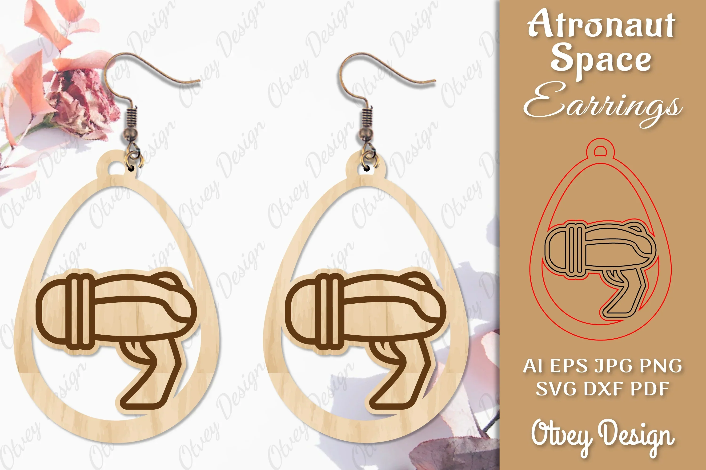 Astronaut Space Keychain Earring SVG Bundle