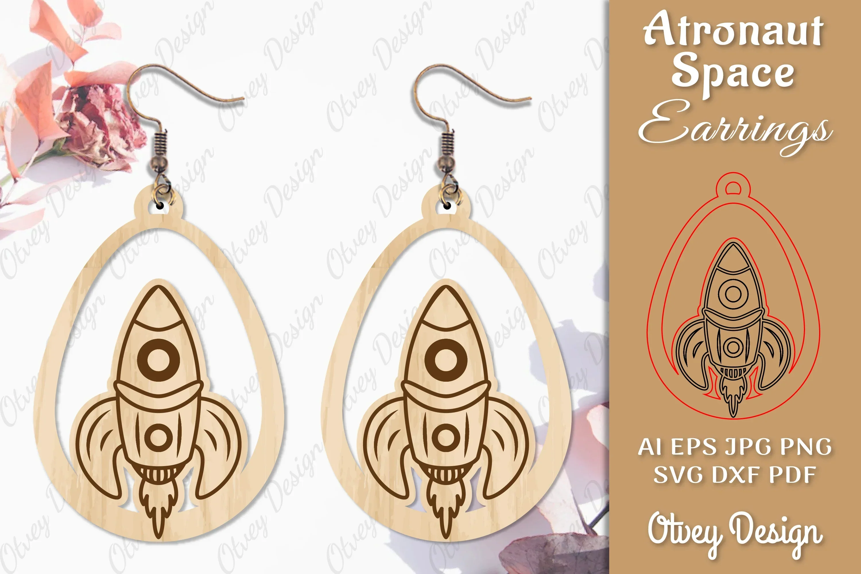 Astronaut Space Keychain Earring SVG Bundle
