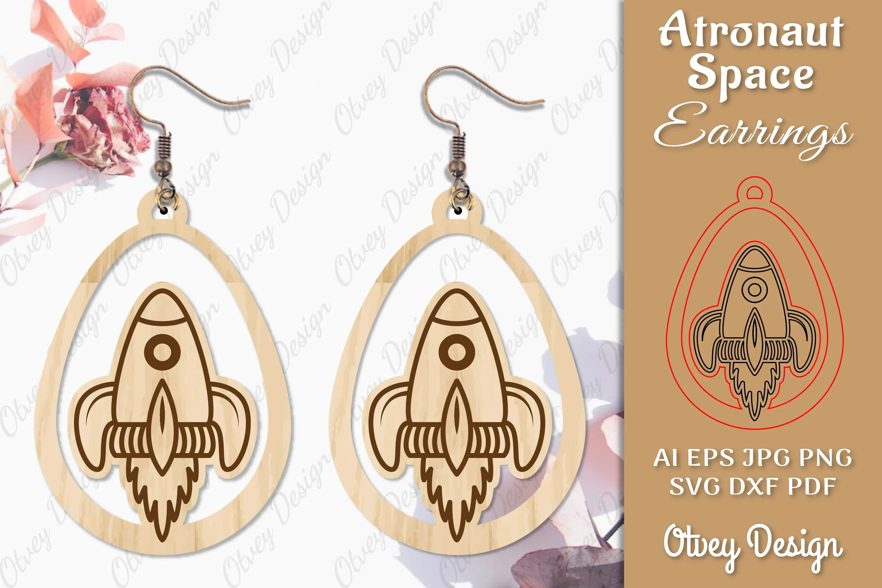 Astronaut Space Keychain Earring SVG Bundle
