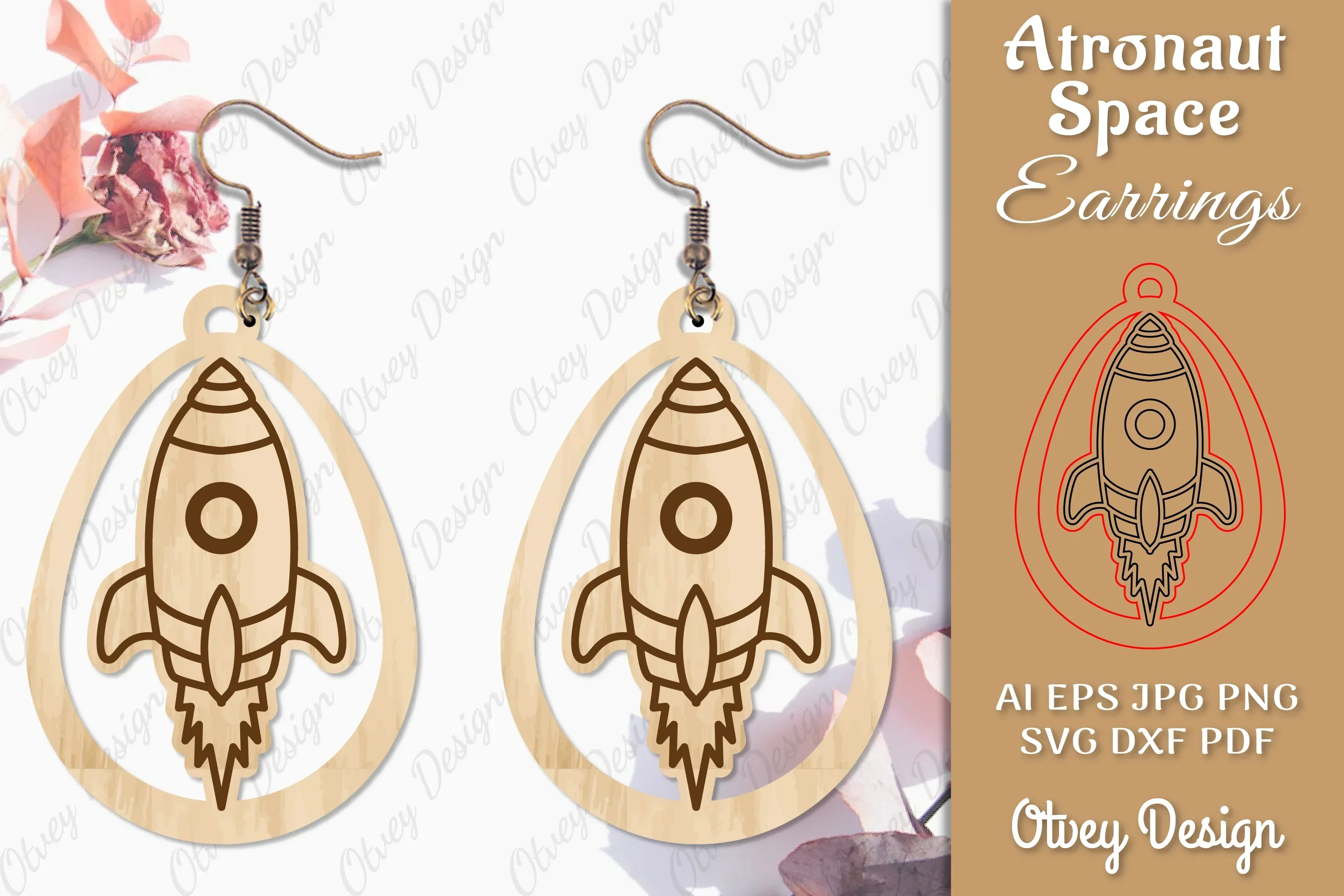 Astronaut Space Keychain Earring SVG Bundle