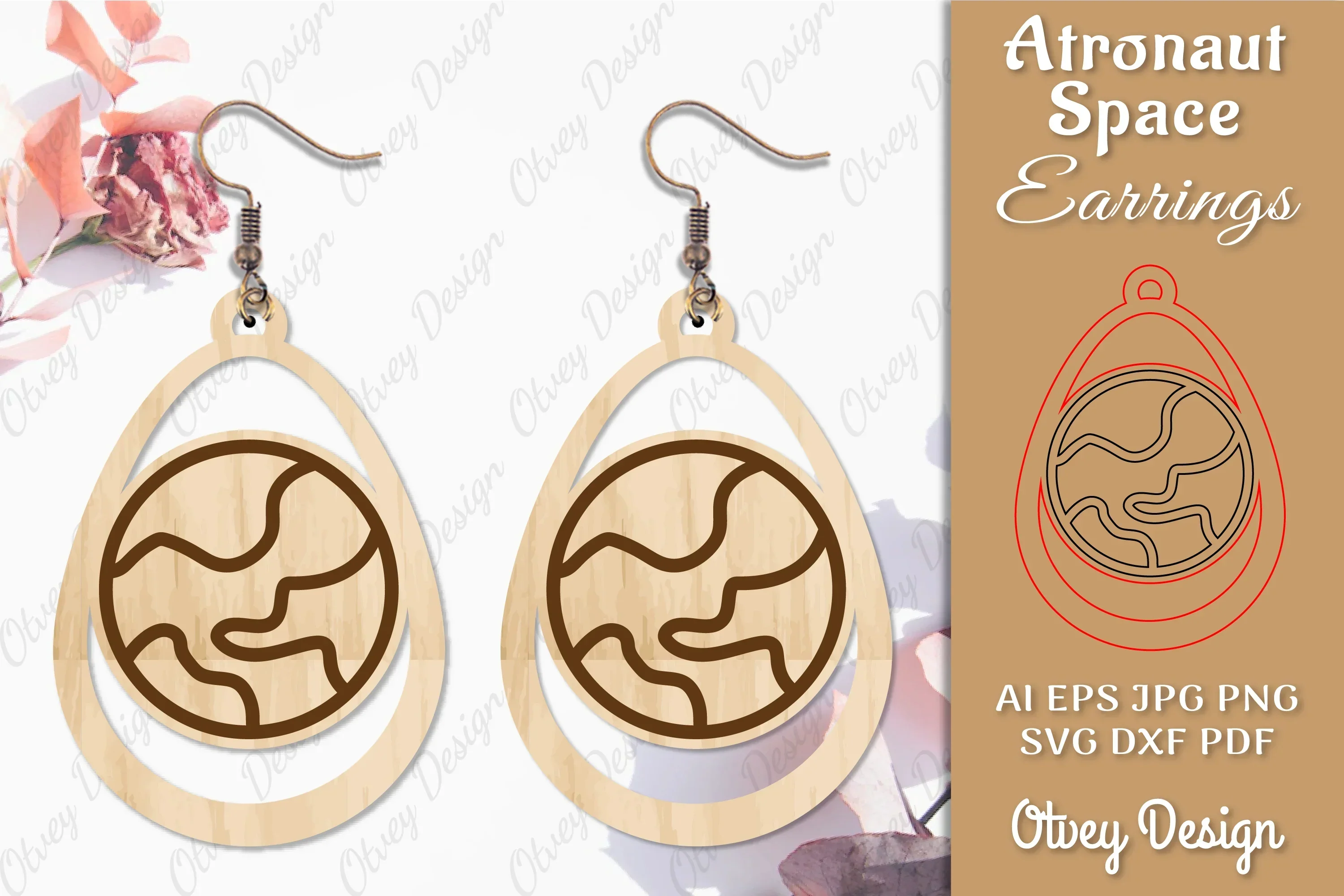Astronaut Space Keychain Earring SVG Bundle