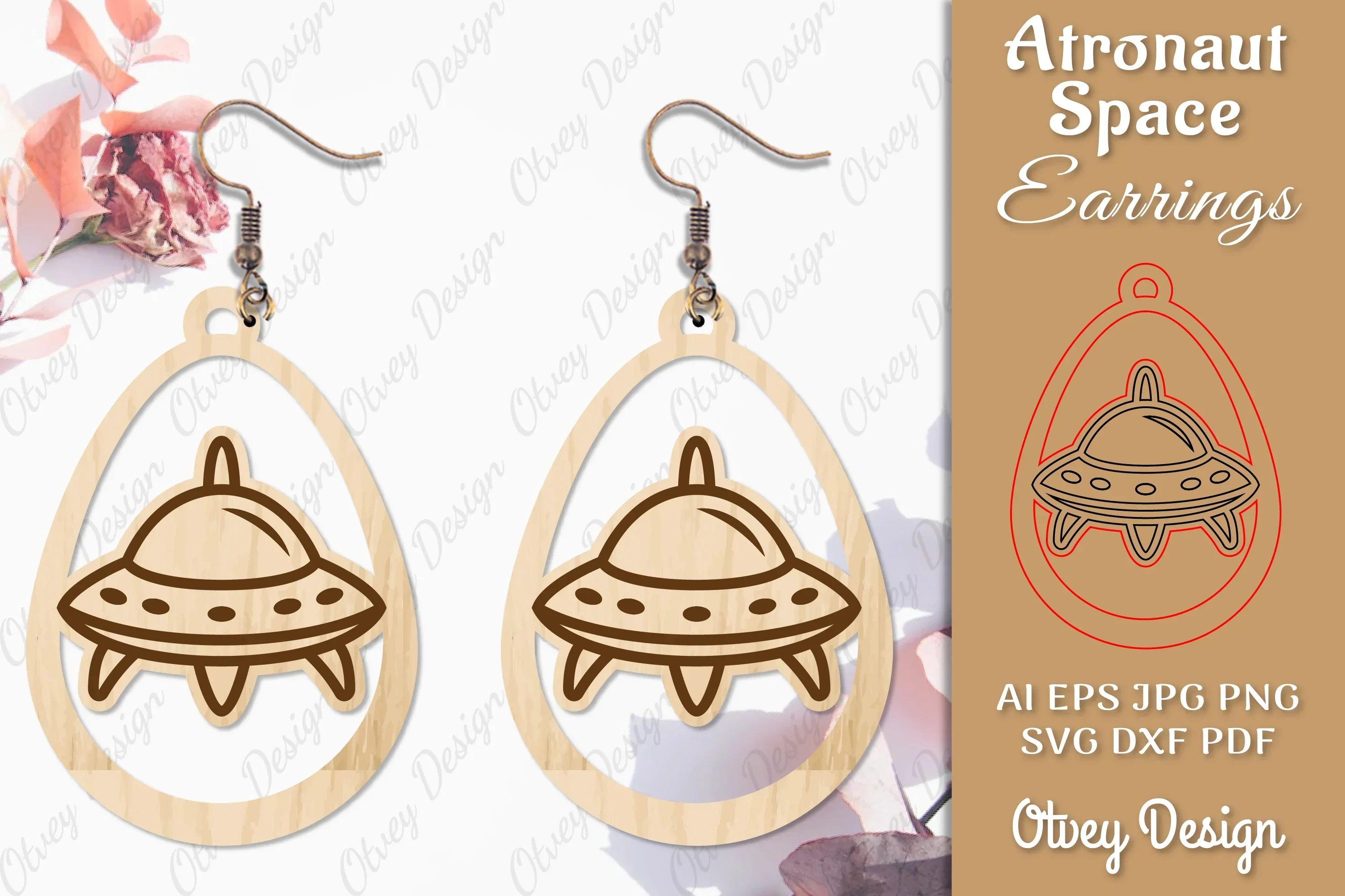 Astronaut Space Keychain Earring SVG Bundle