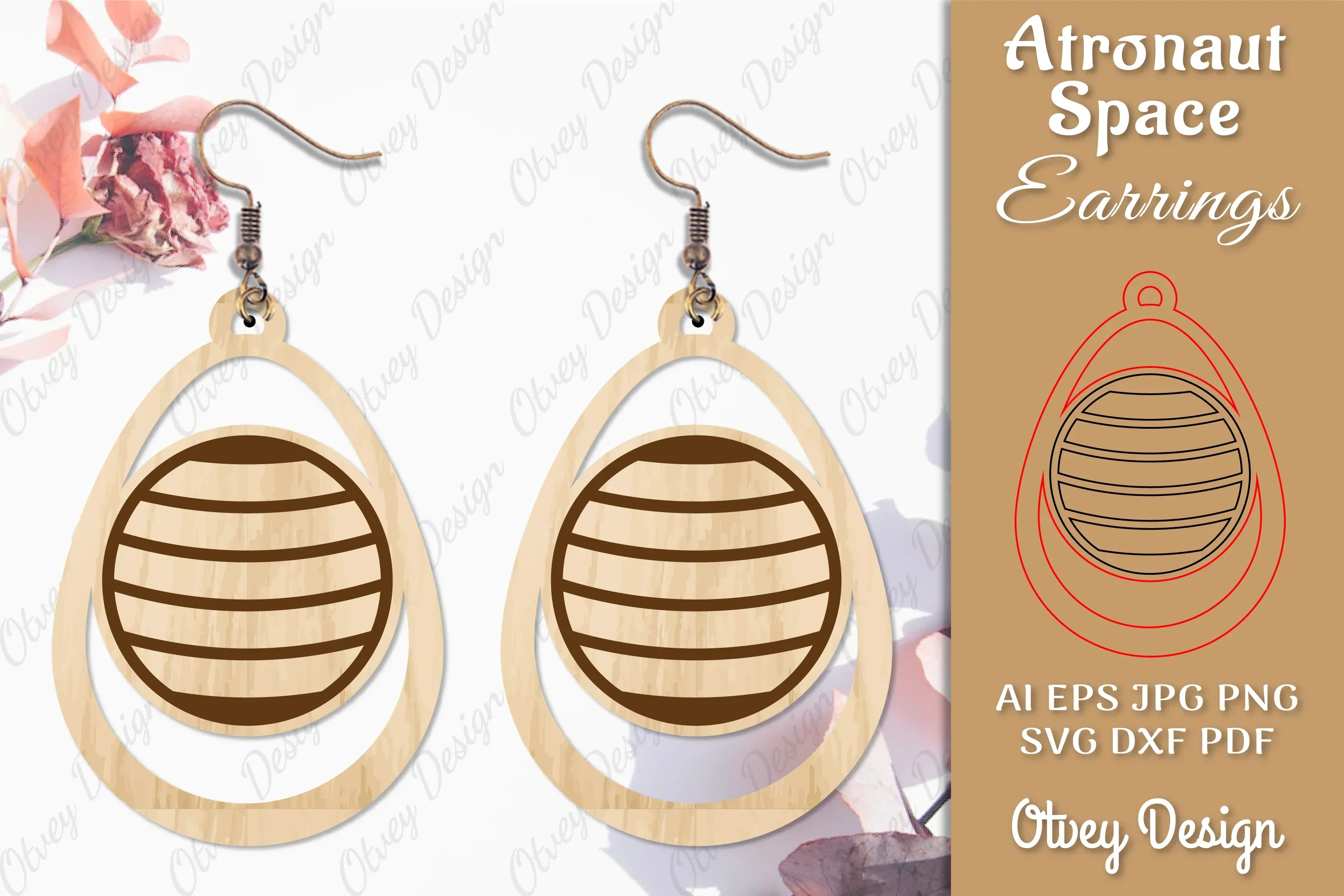 Astronaut Space Keychain Earring SVG Bundle