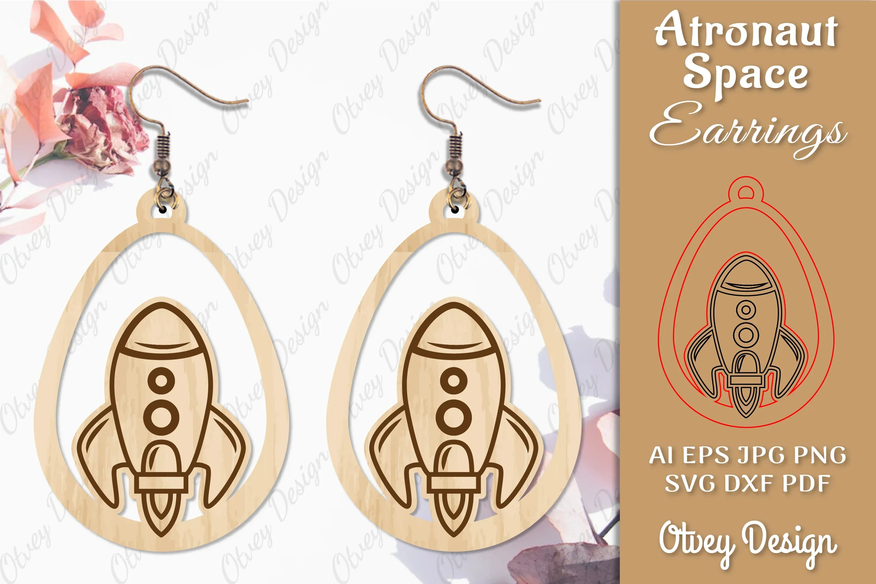 Astronaut Space Keychain Earring SVG Bundle