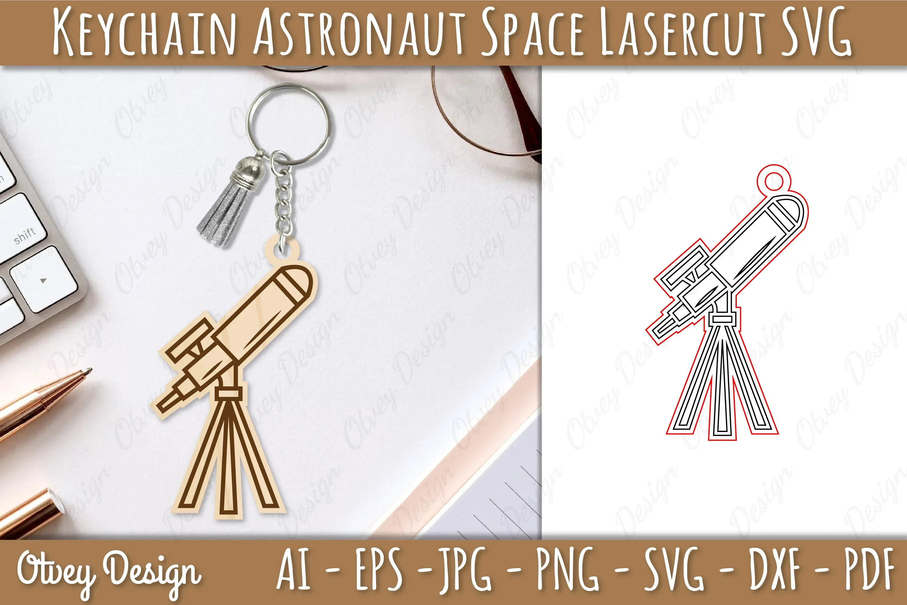 Astronaut Space Keychain Earring SVG Bundle