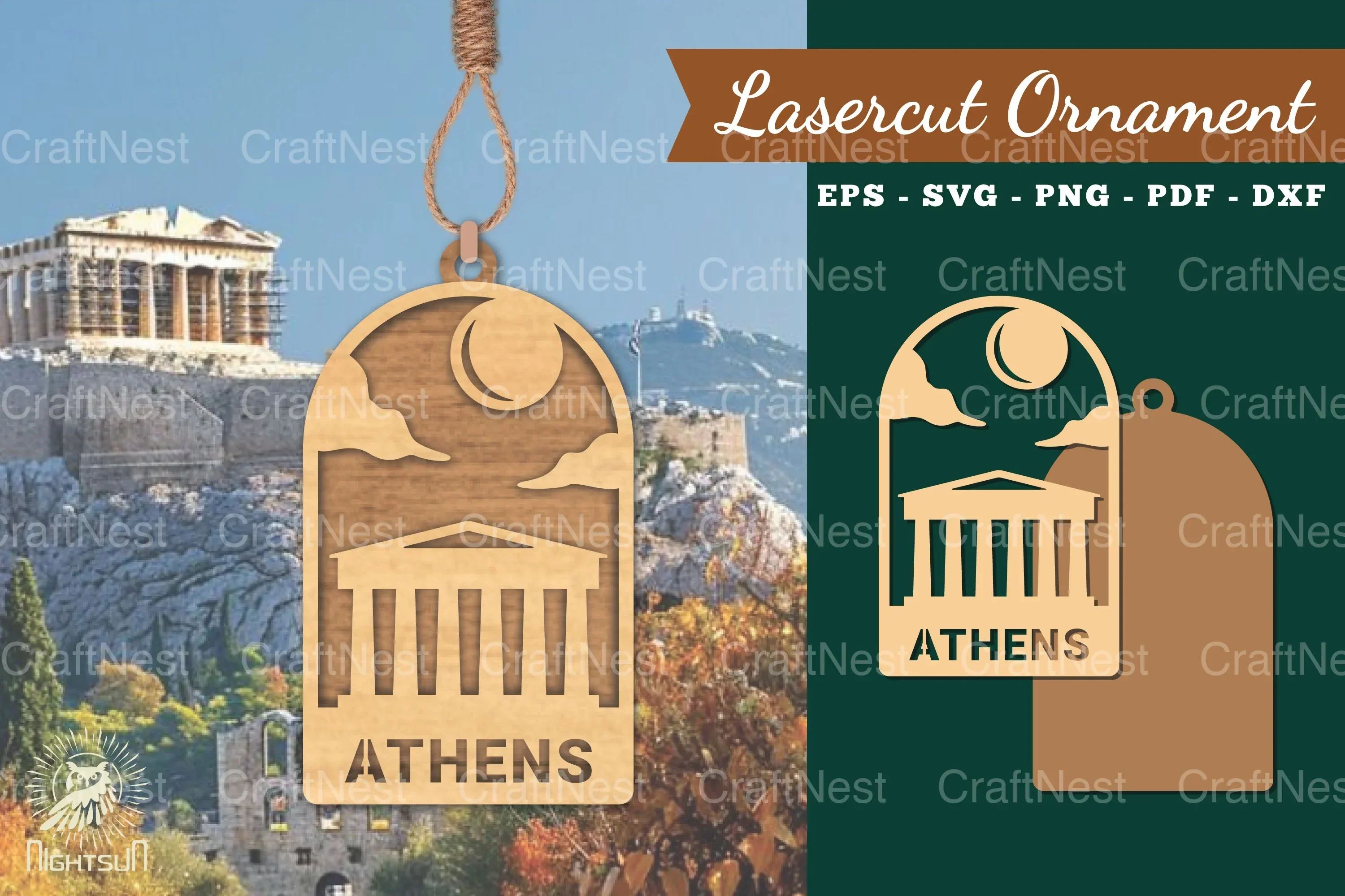 Athens Laser Cut Ornament Clipart Bundle