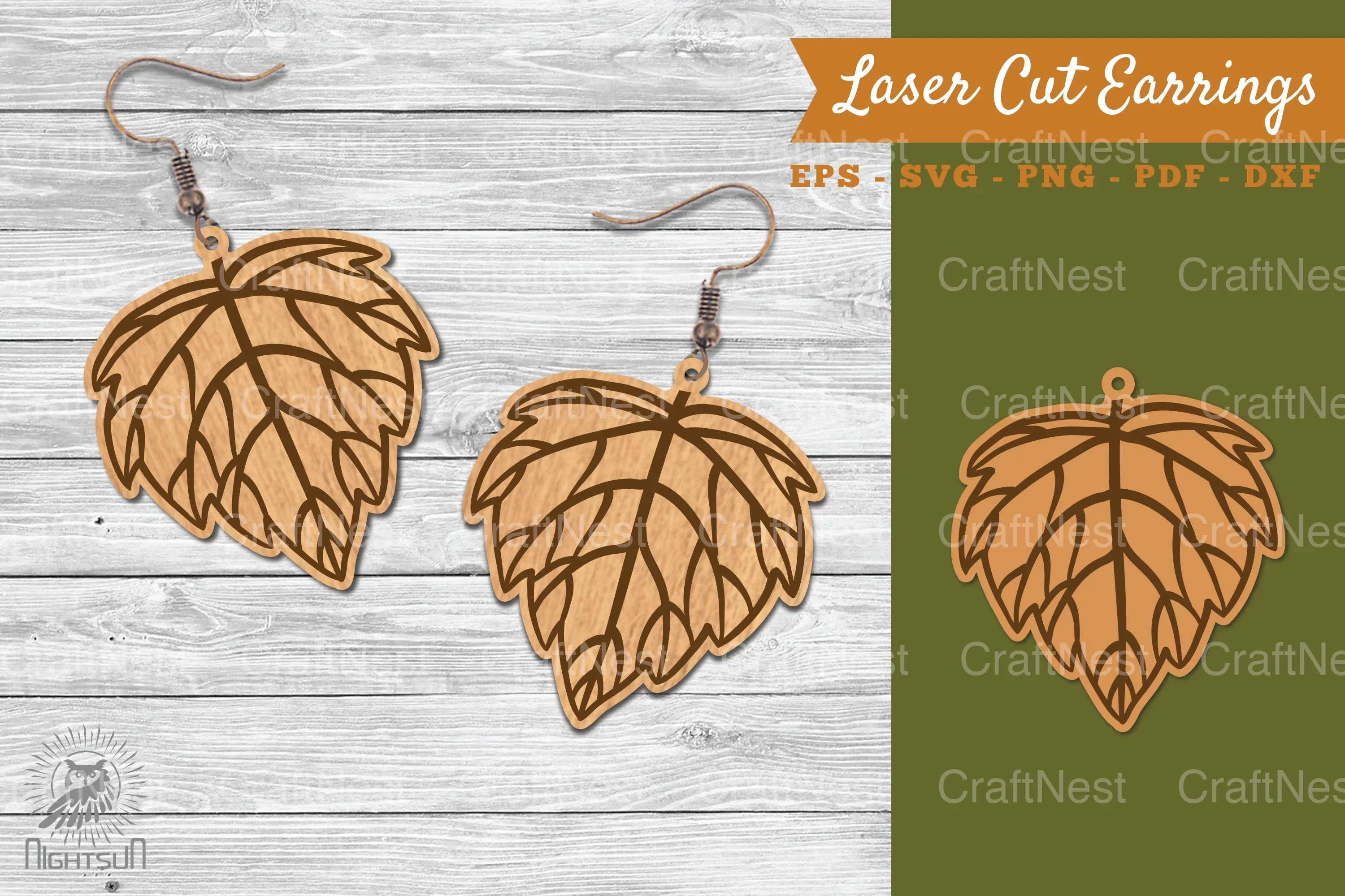 Autumn Leaves Laser Cut Earrings SVG Design Bundle