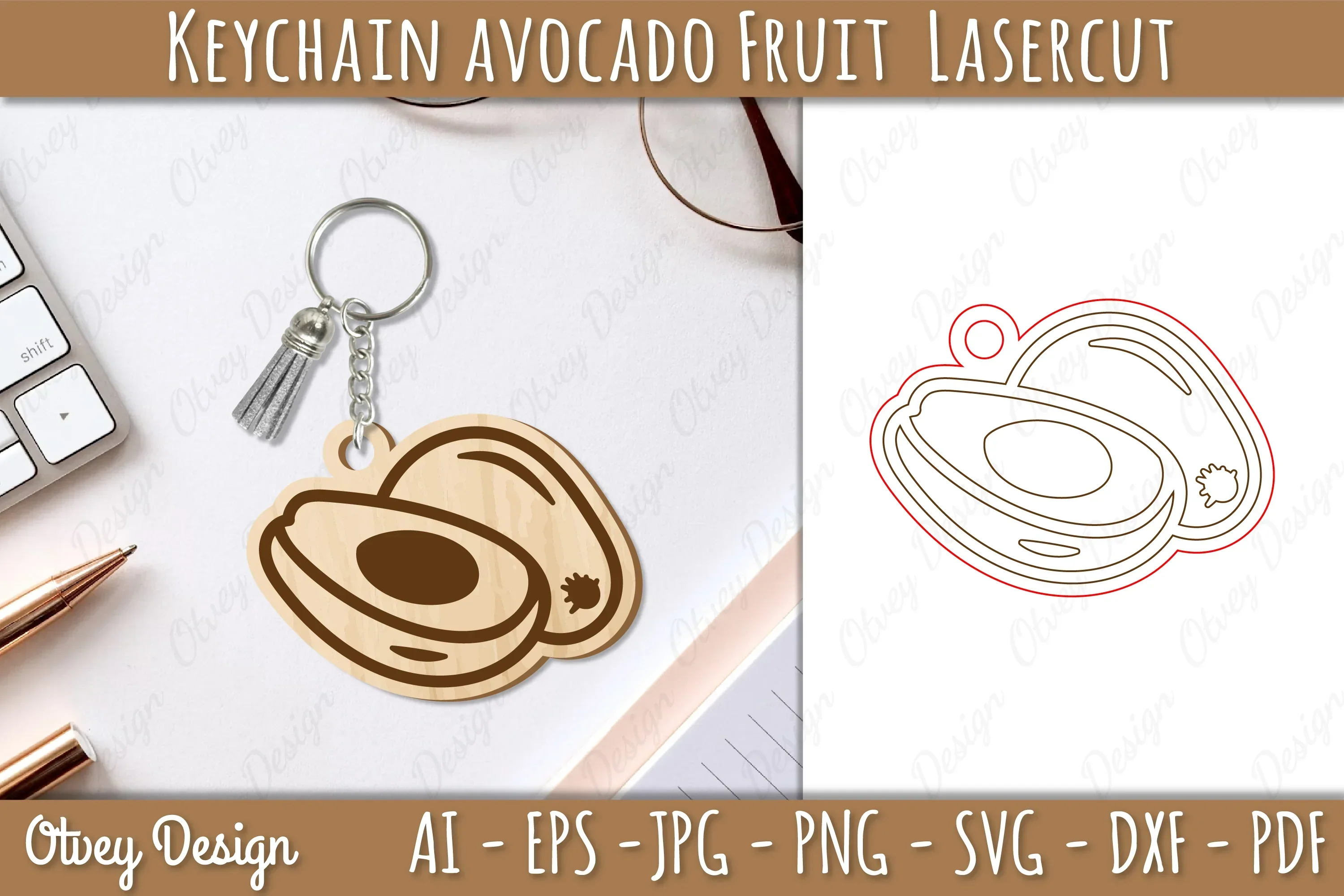 Avocado Fruit Keychain SVG Bundle