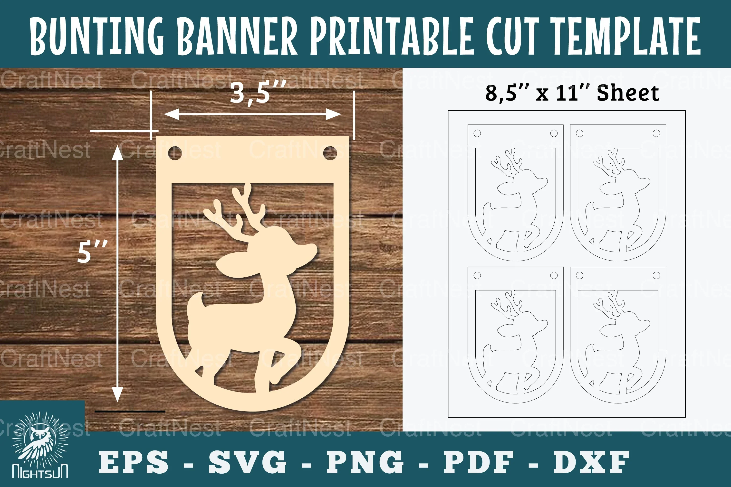 Baby Deer Bunting Banner Printable - Clipart Bundle