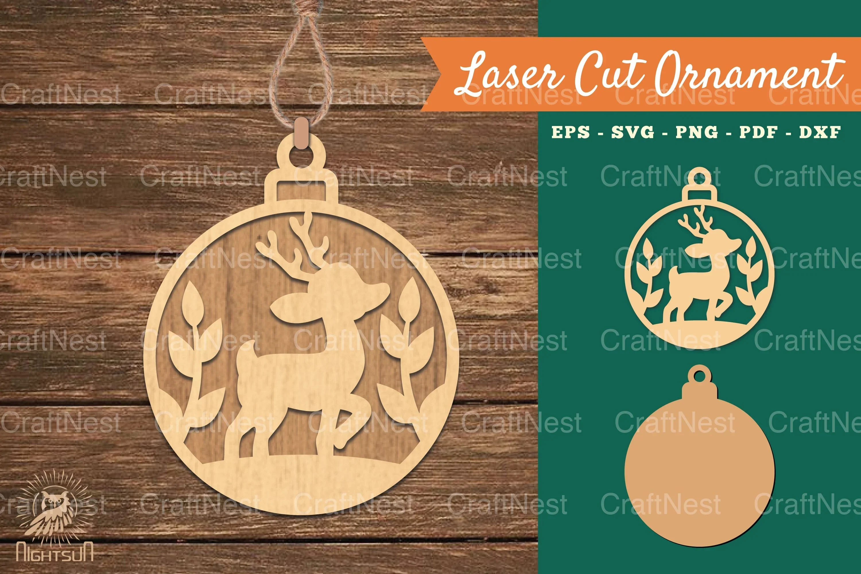 Baby Deer Laser Cut Ornament SVG Clipart