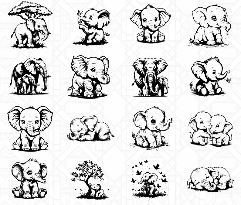 Baby Elephants SVG Bundle - Image 5