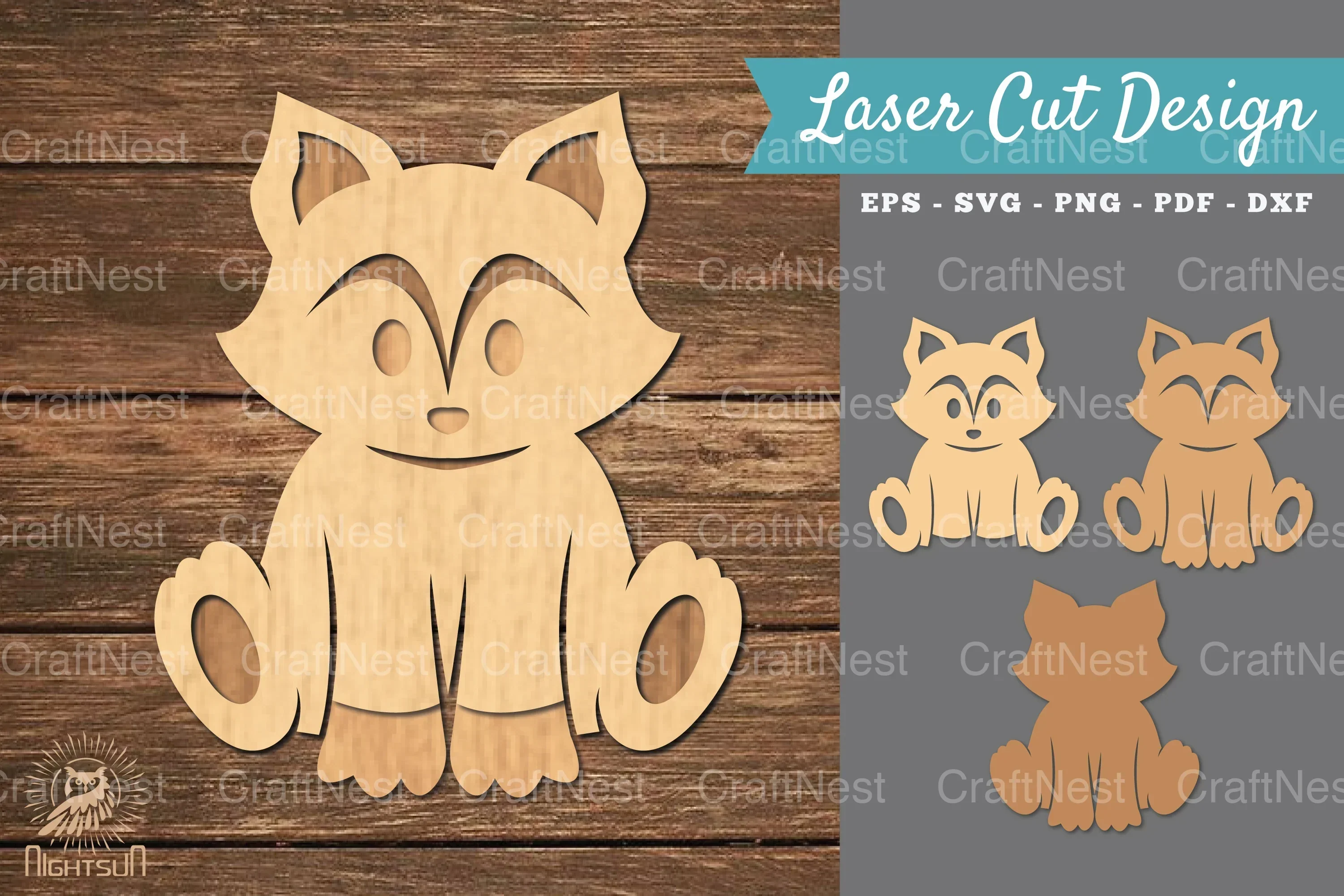 Baby Fox 3D Laser Cut Clipart Bundle