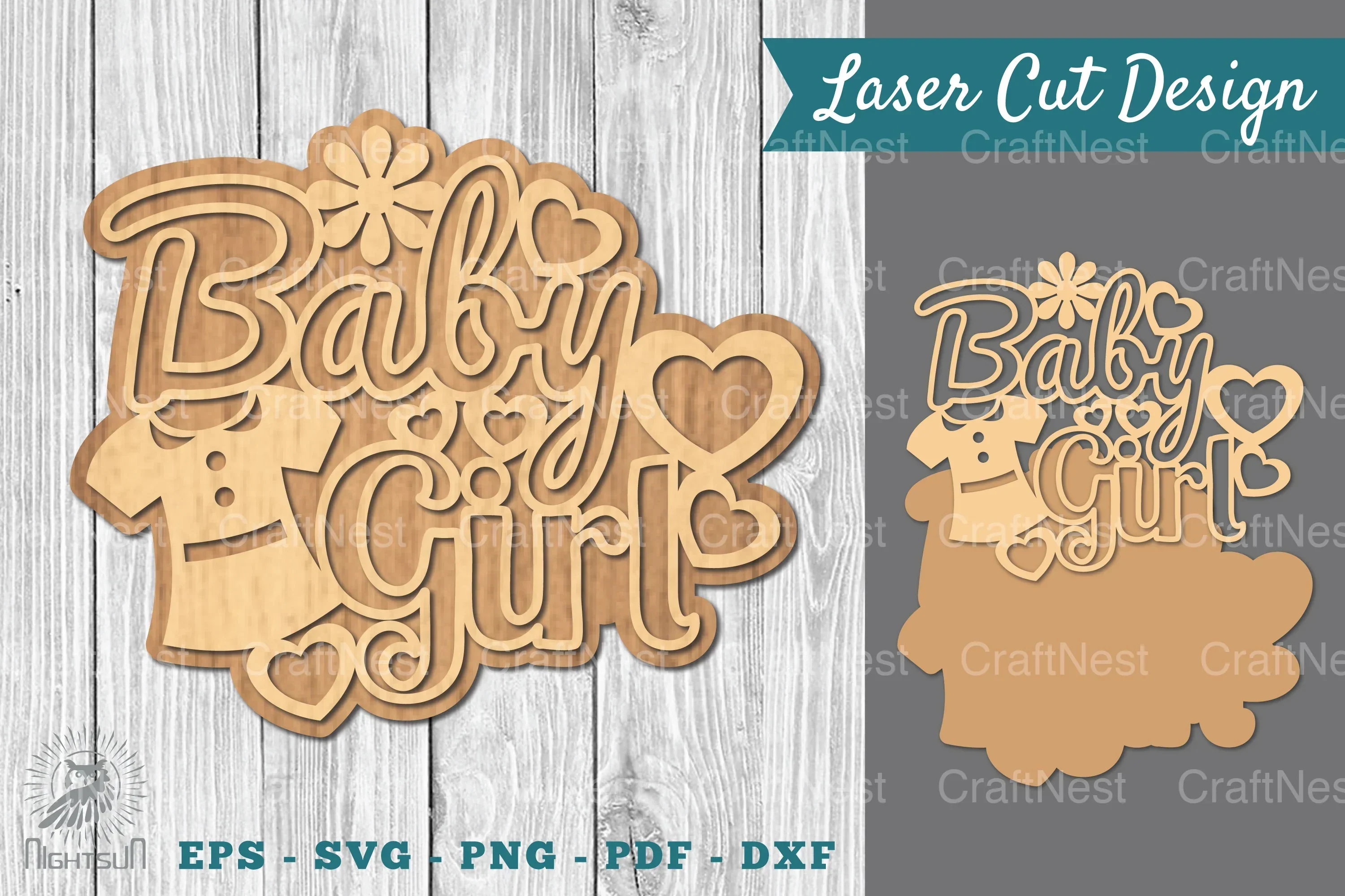 Baby Girl Laser Cut Sign Clipart Bundle