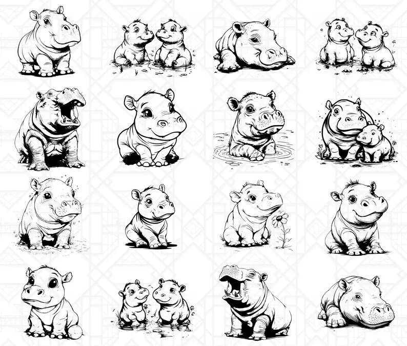 Baby Hippos SVG Bundle - Image 2