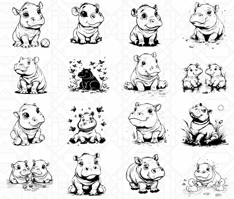 Baby Hippos SVG Bundle - Image 3