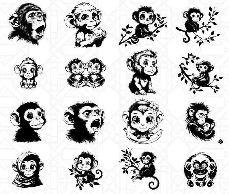 Baby Monkeys SVG Bundle - Image 2