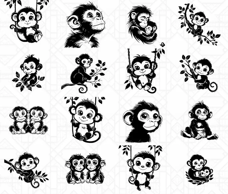 Baby Monkeys SVG Bundle - Image 4