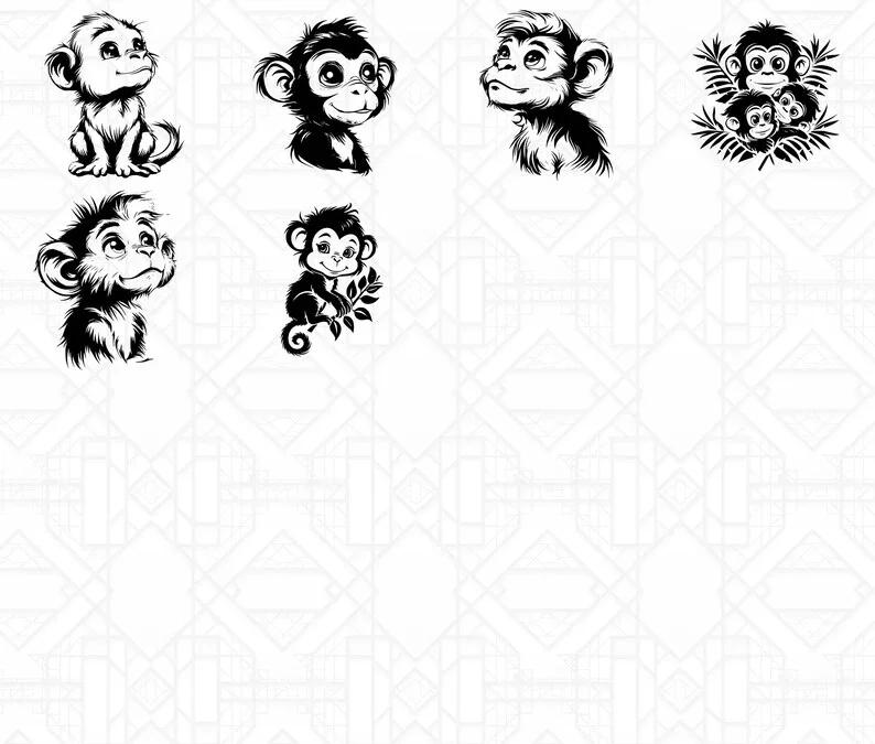 Baby Monkeys SVG Bundle - Image 5