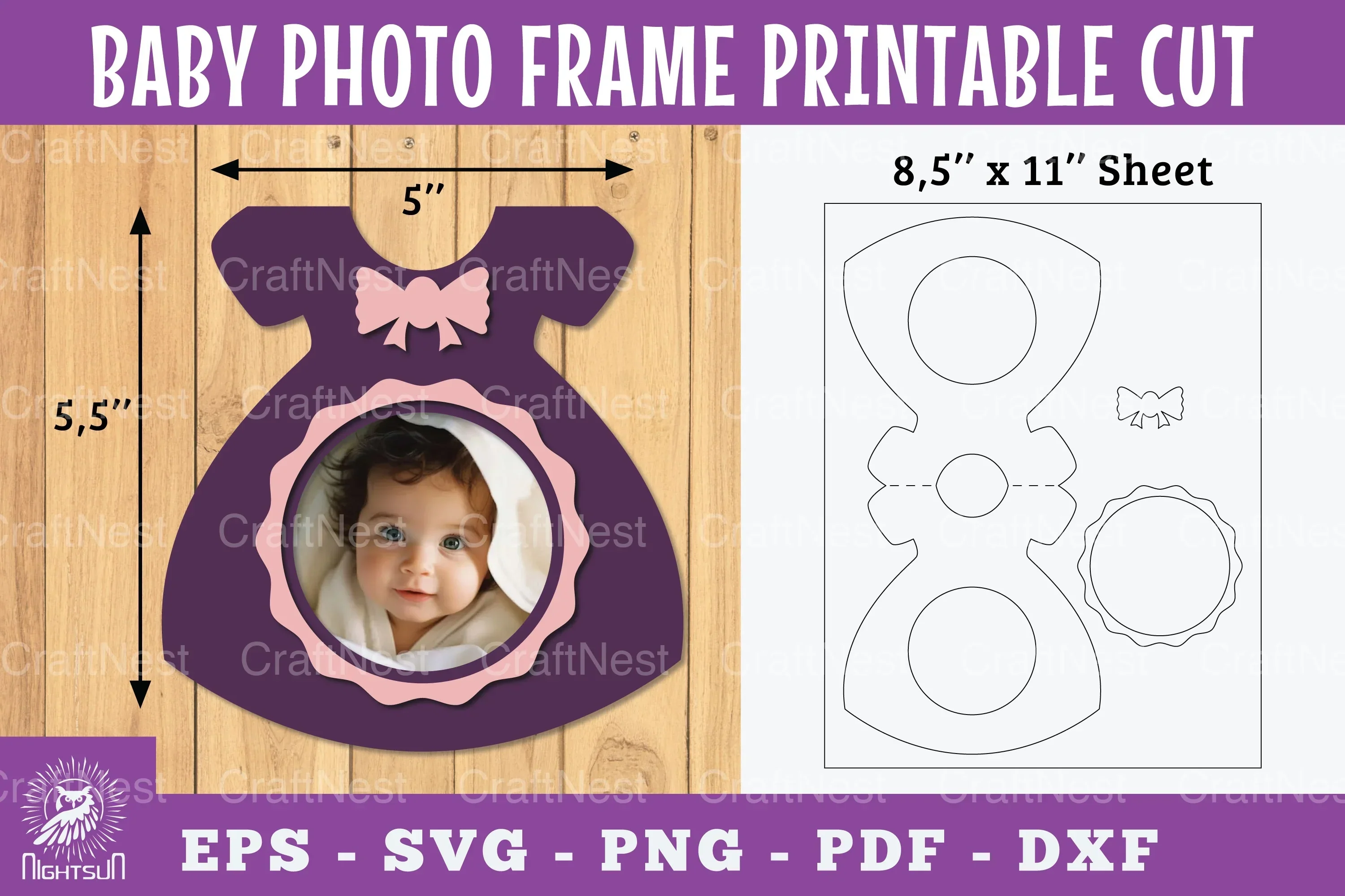 Baby Photo Frame Papercut Clipart Bundle