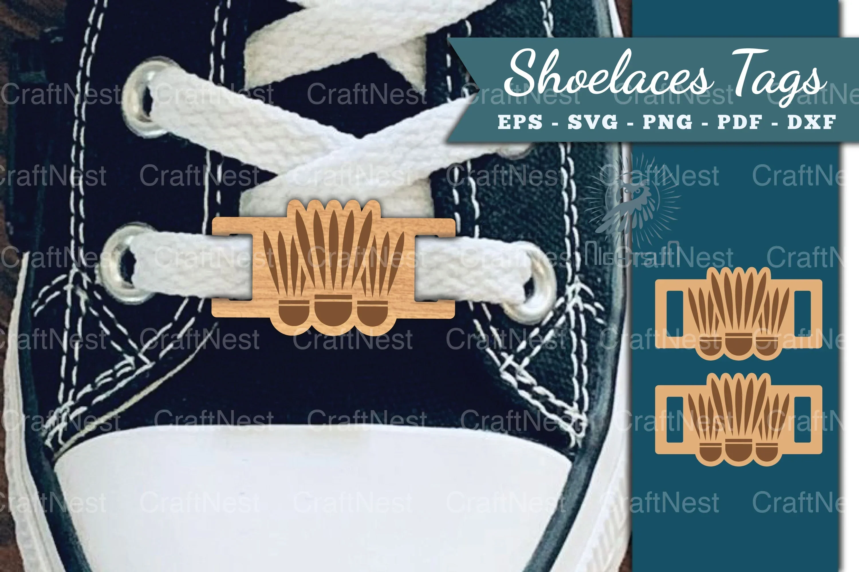 Badminton Ball Shoelaces Tags Laser Cut Clipart Bundle