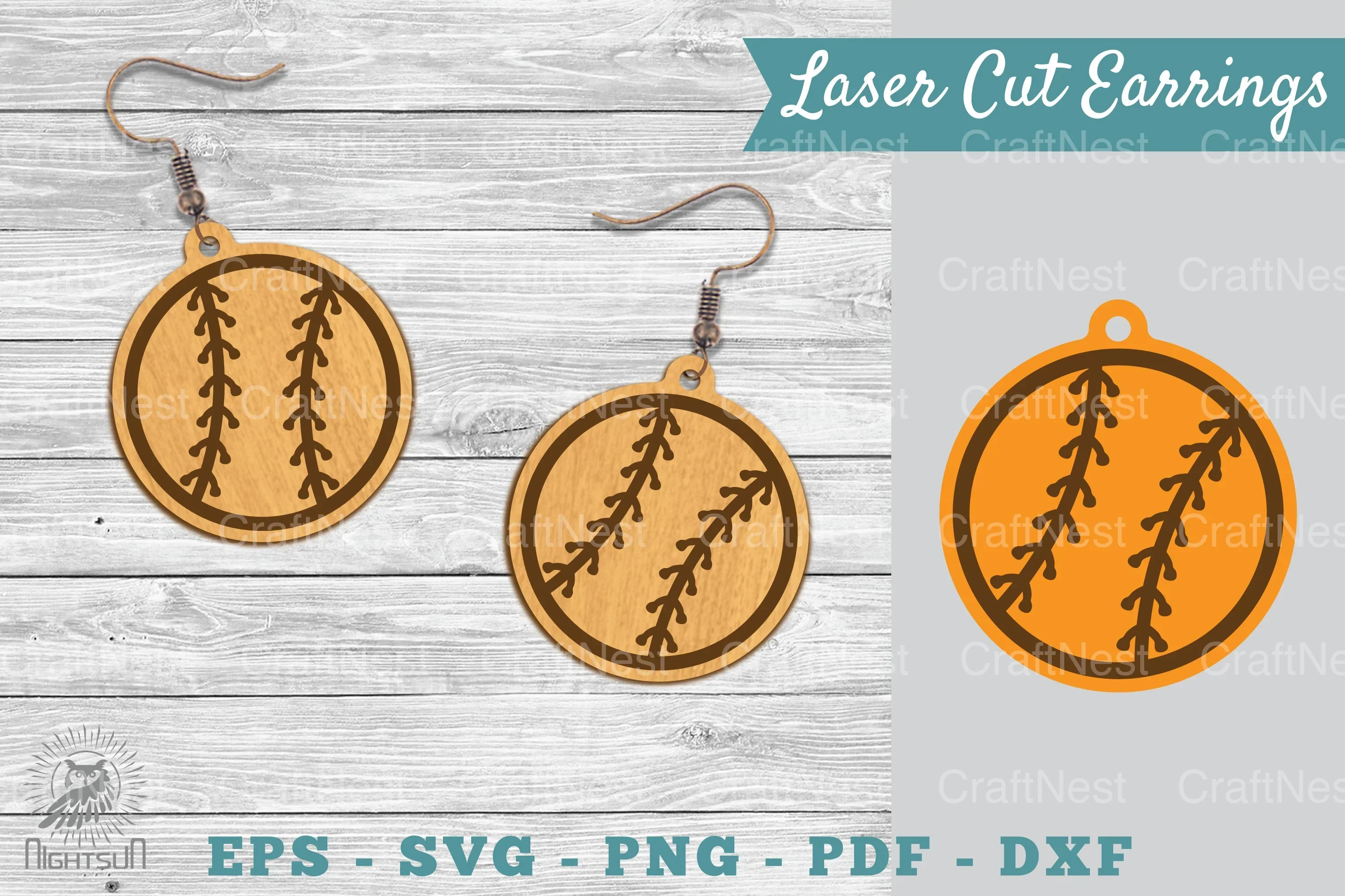 Baseball Laser Cut Earrings SVG Bundle