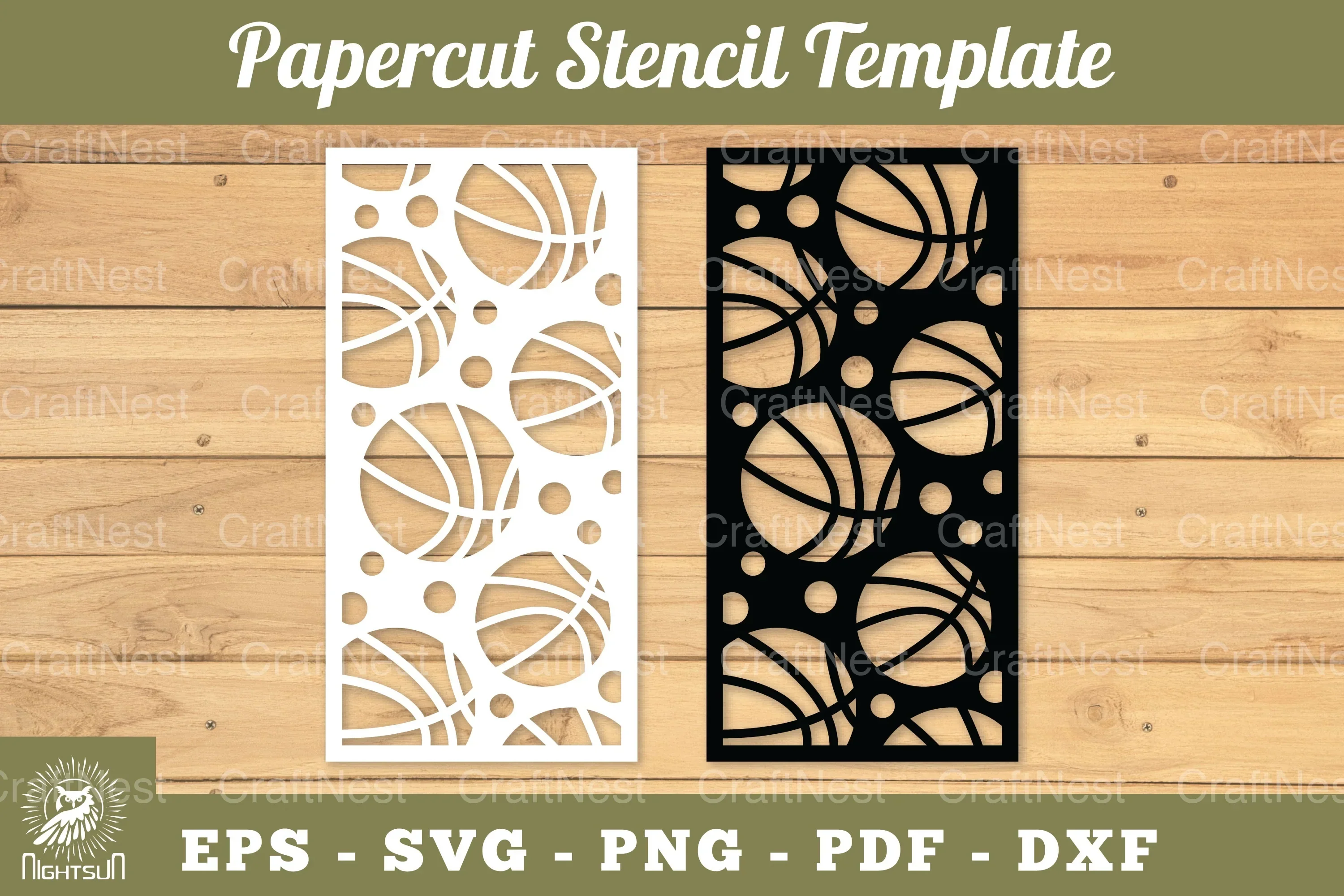 Basketball Papercut Stencil Template Clipart Bundle
