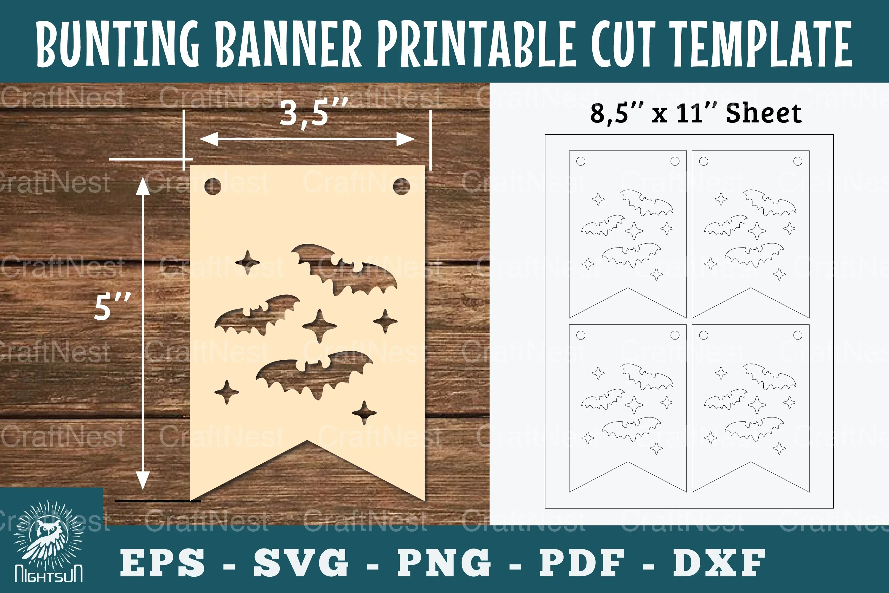 Bat Bunting Banner Printable - Clipart Bundle