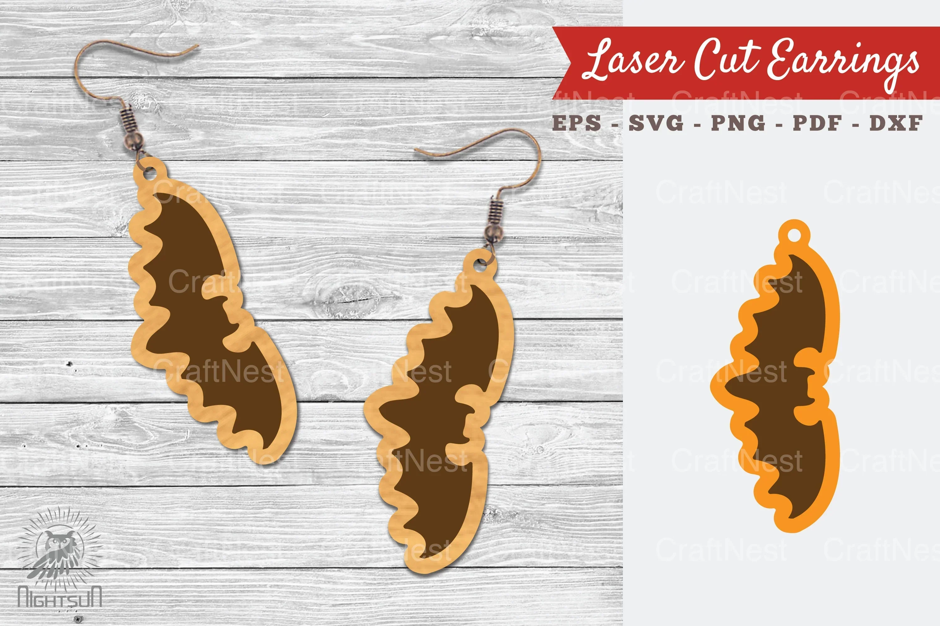 Bat Laser Cut Earrings SVG Design Bundle