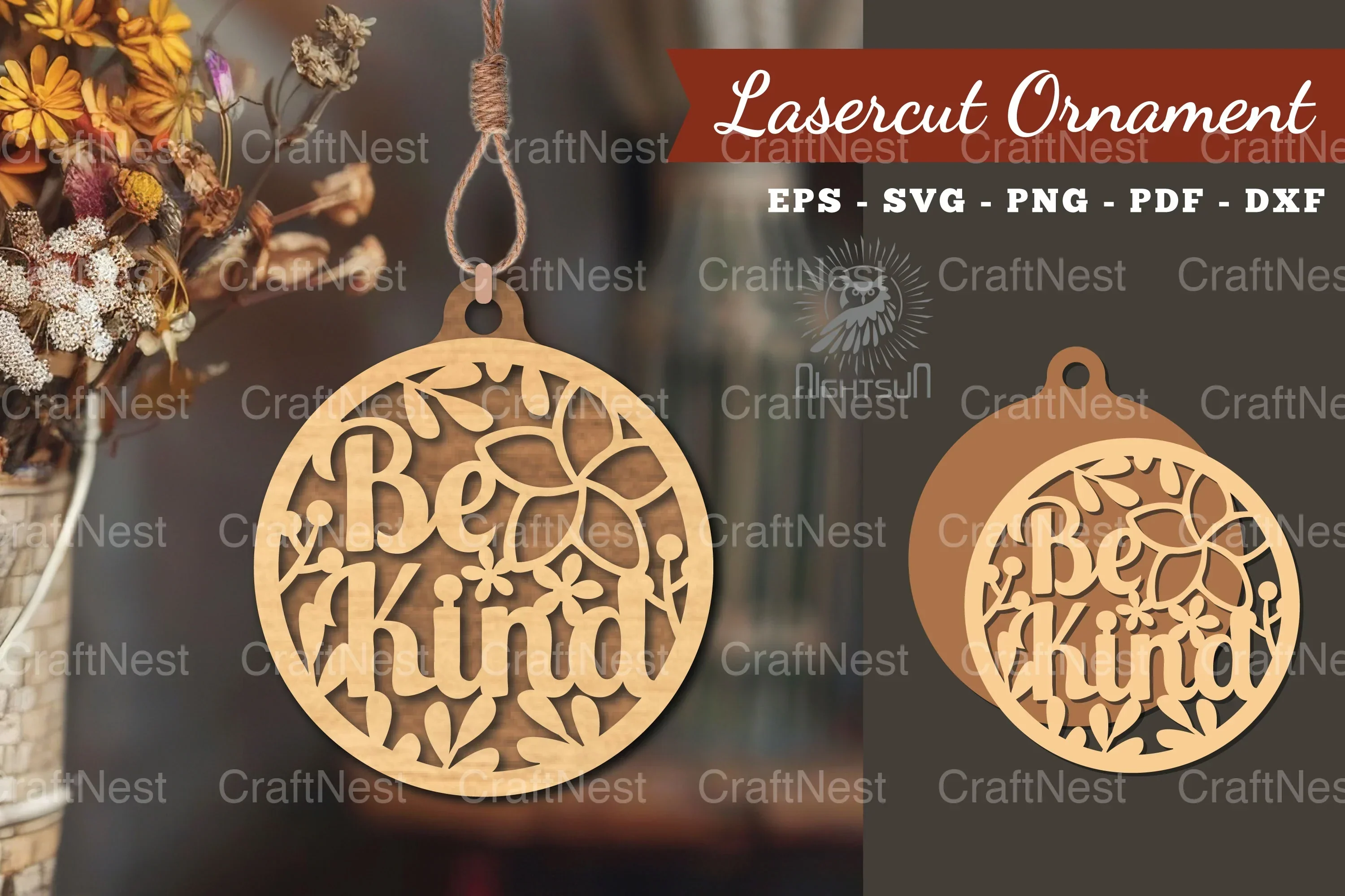 Be Kind Laser Cut Ornament Design Bundle