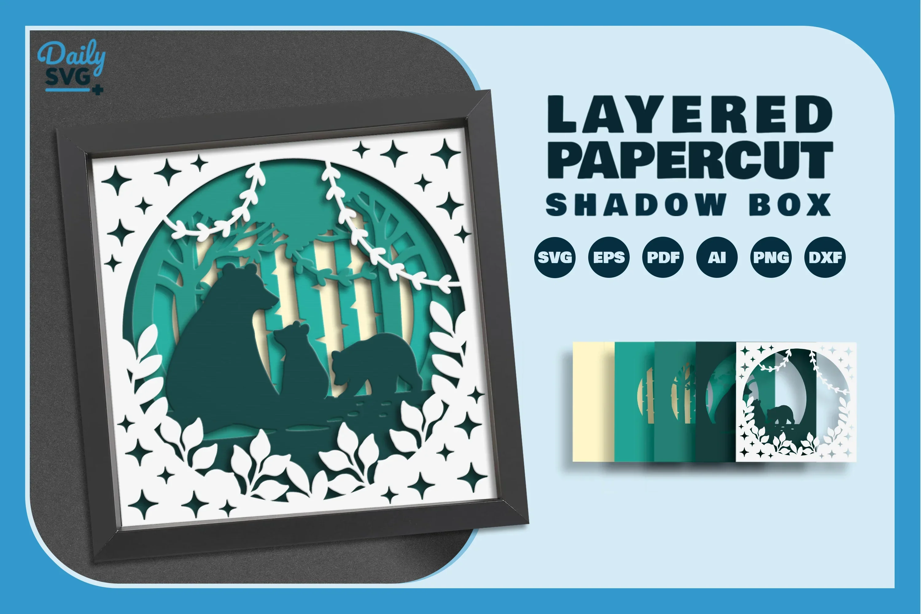 Bear Family Papercut SVG Bundle: Wild Nature Designs - Image 2