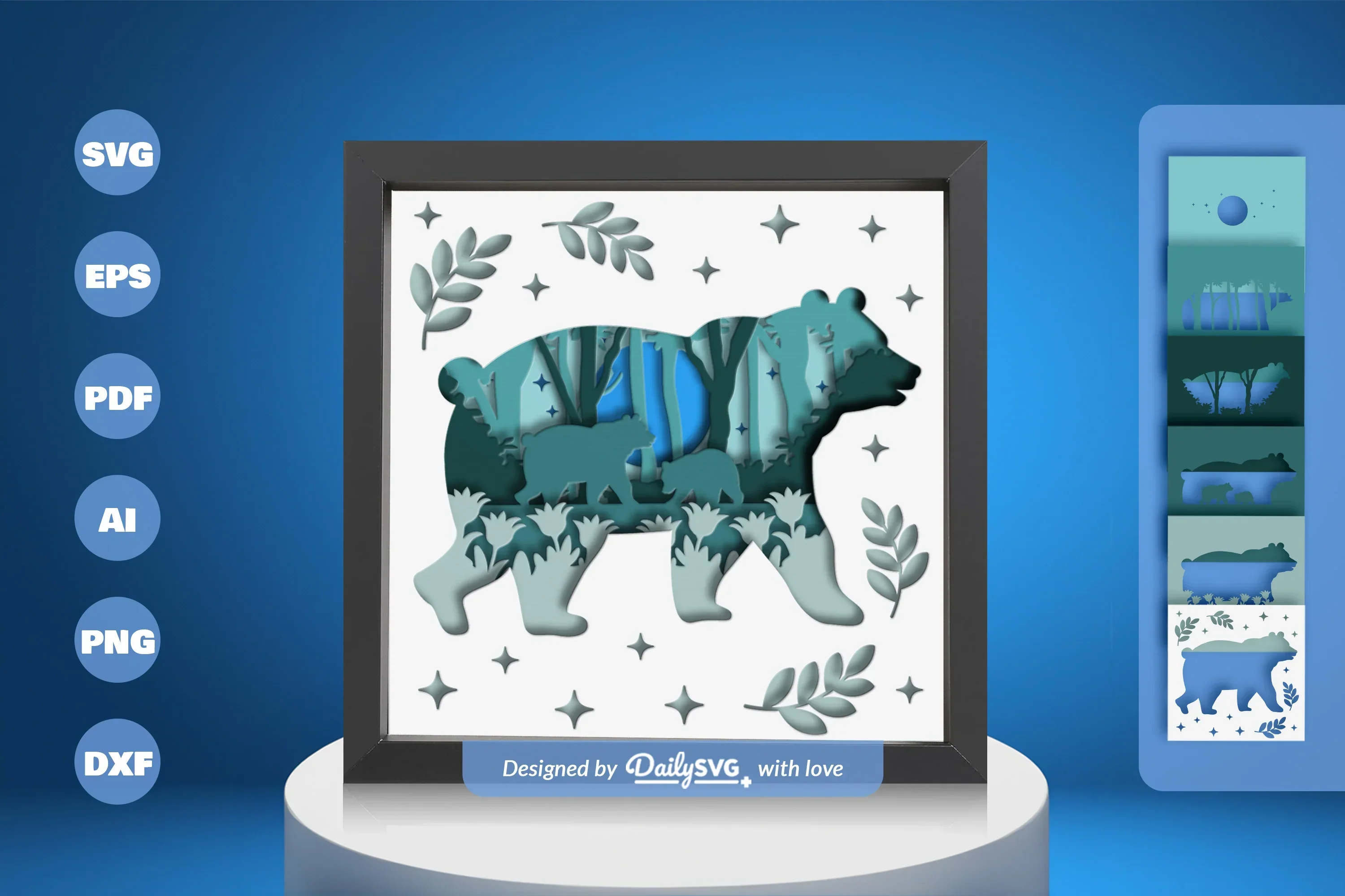 Bear in the Forest Papercut SVG Bundle