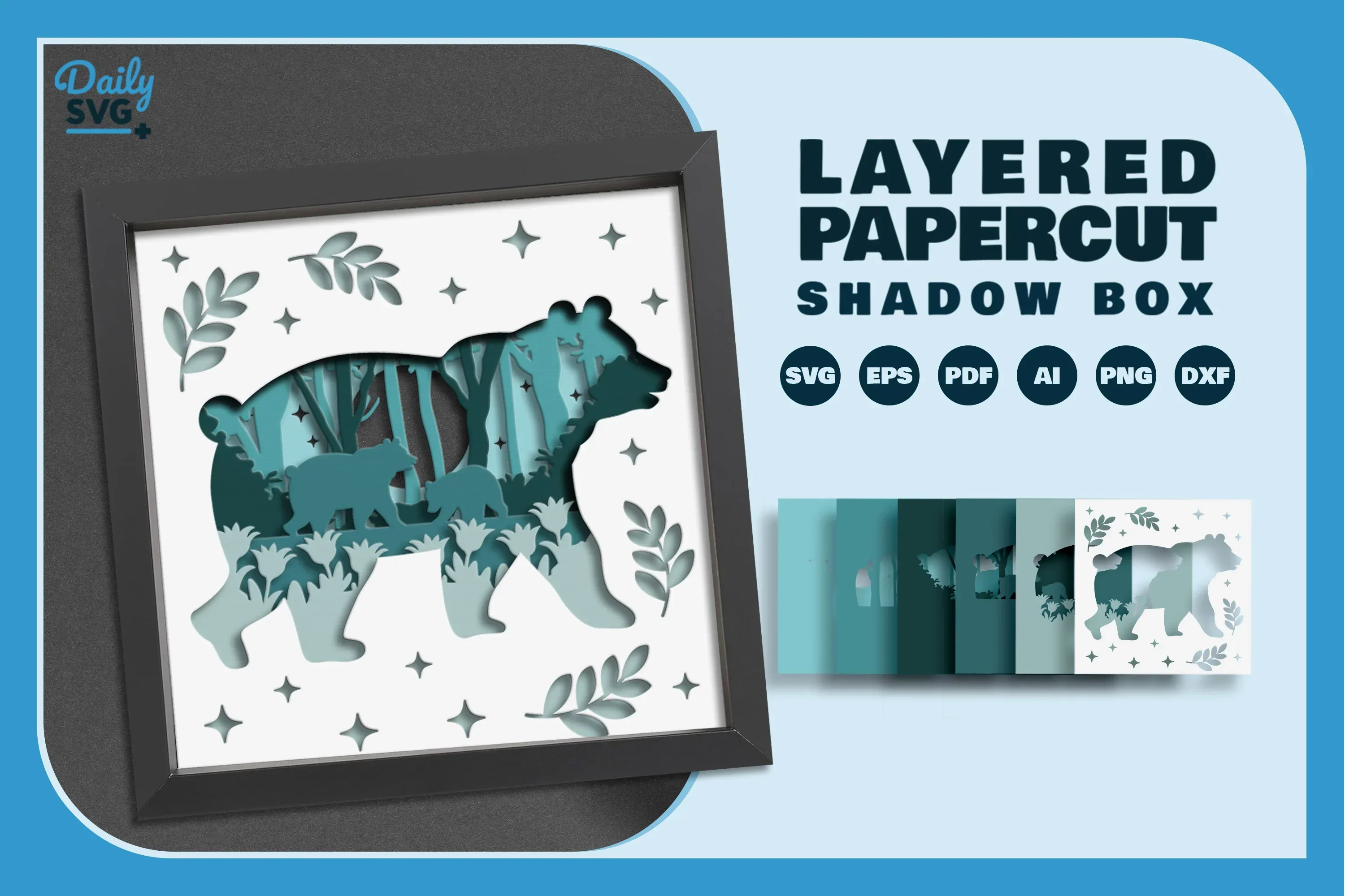 Bear in the Forest Papercut SVG Bundle - Image 2