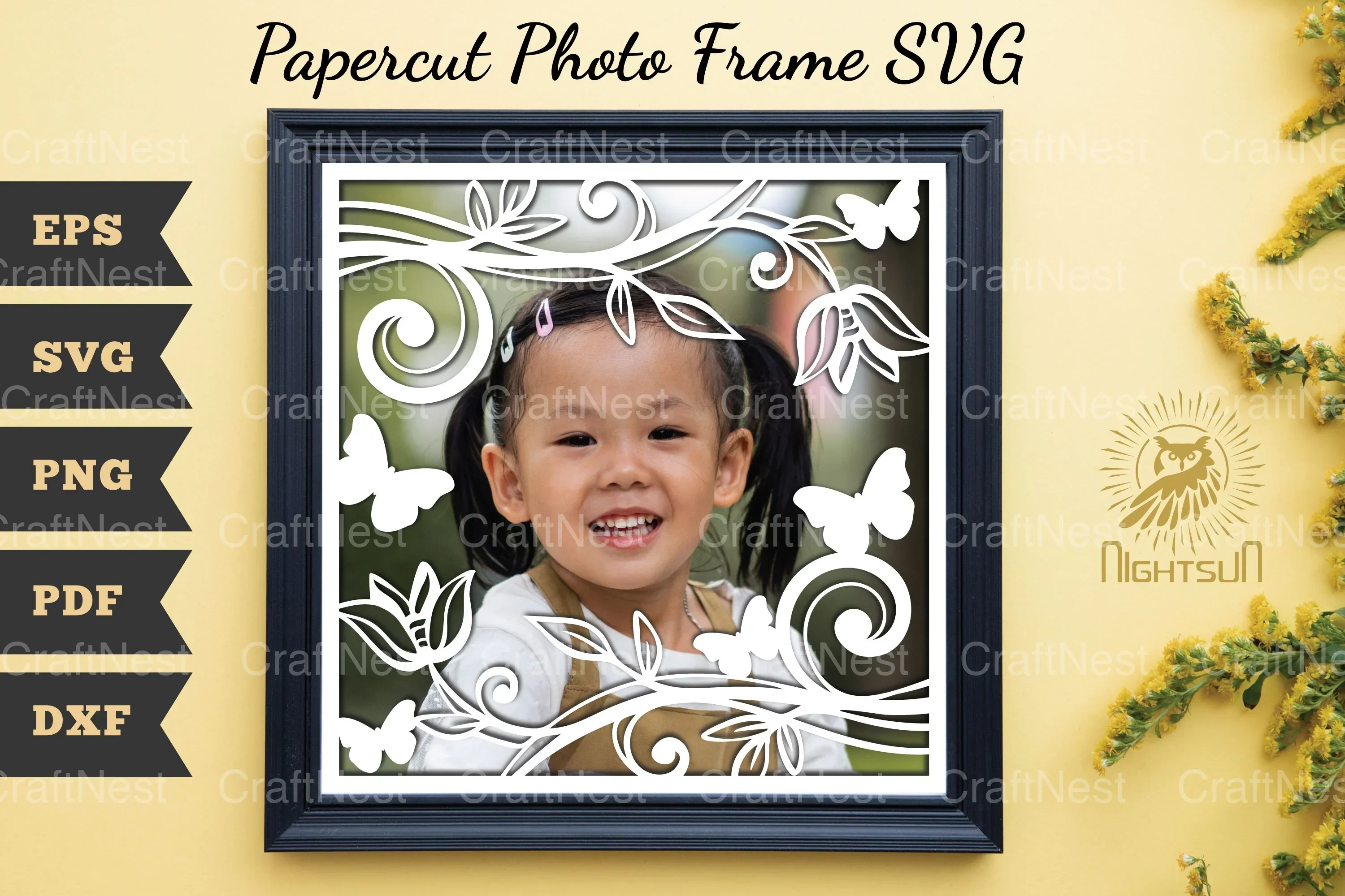 Beautiful Floral Photo Frame Papercut Clipart Bundle