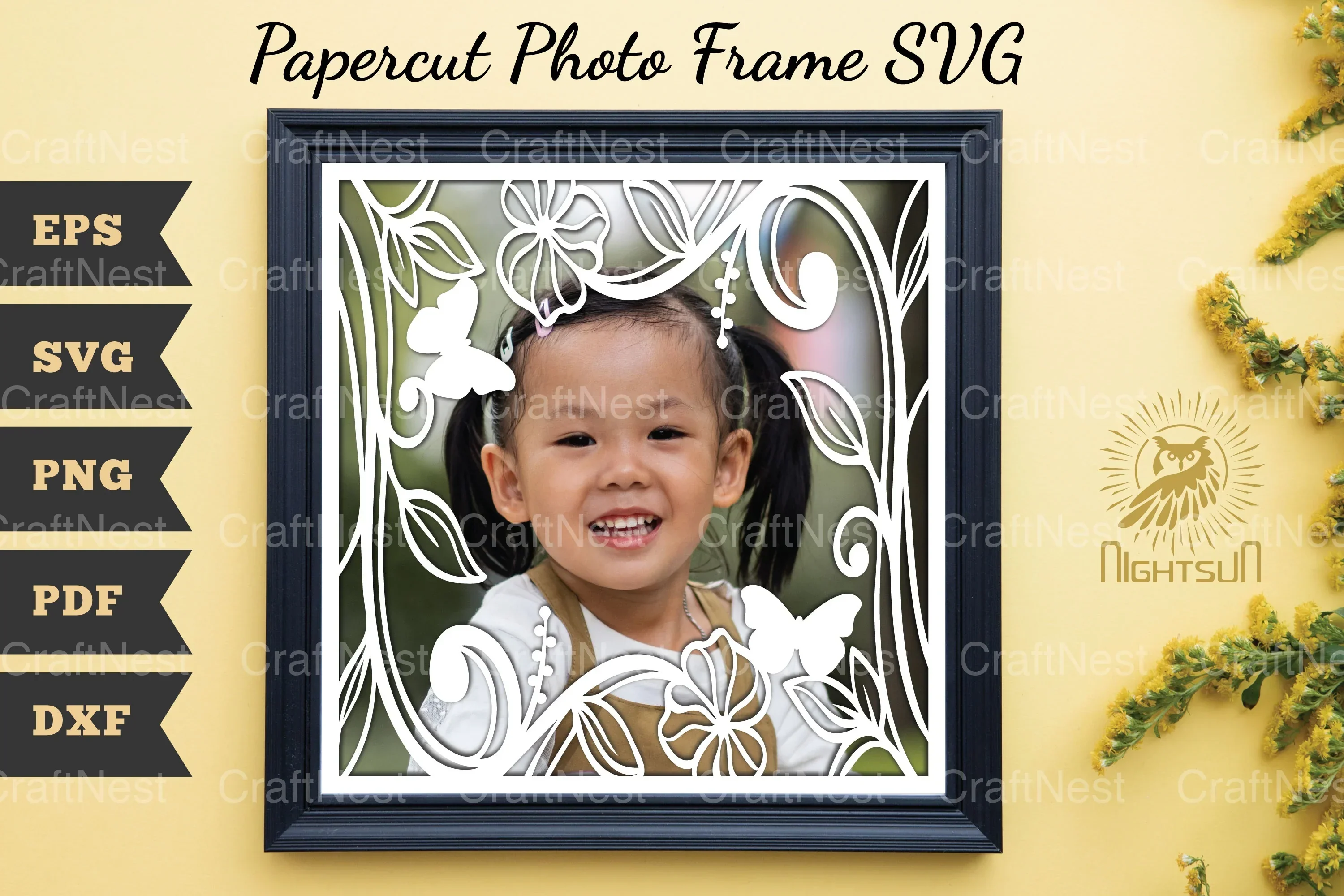 Beautiful Floral Photo Frame Papercut Clipart Bundle