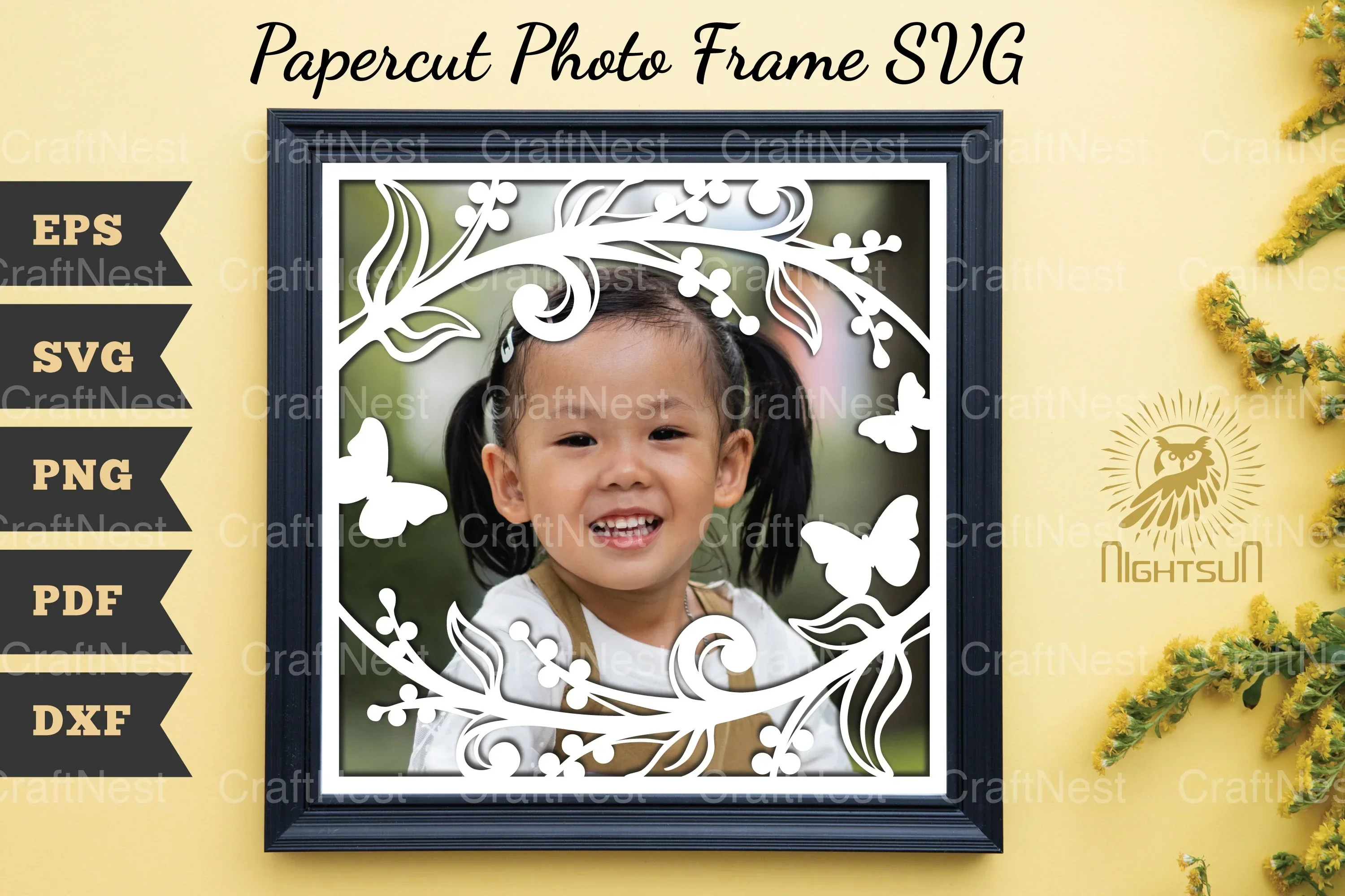 Beautiful Floral Photo Frame Papercut Clipart Bundle