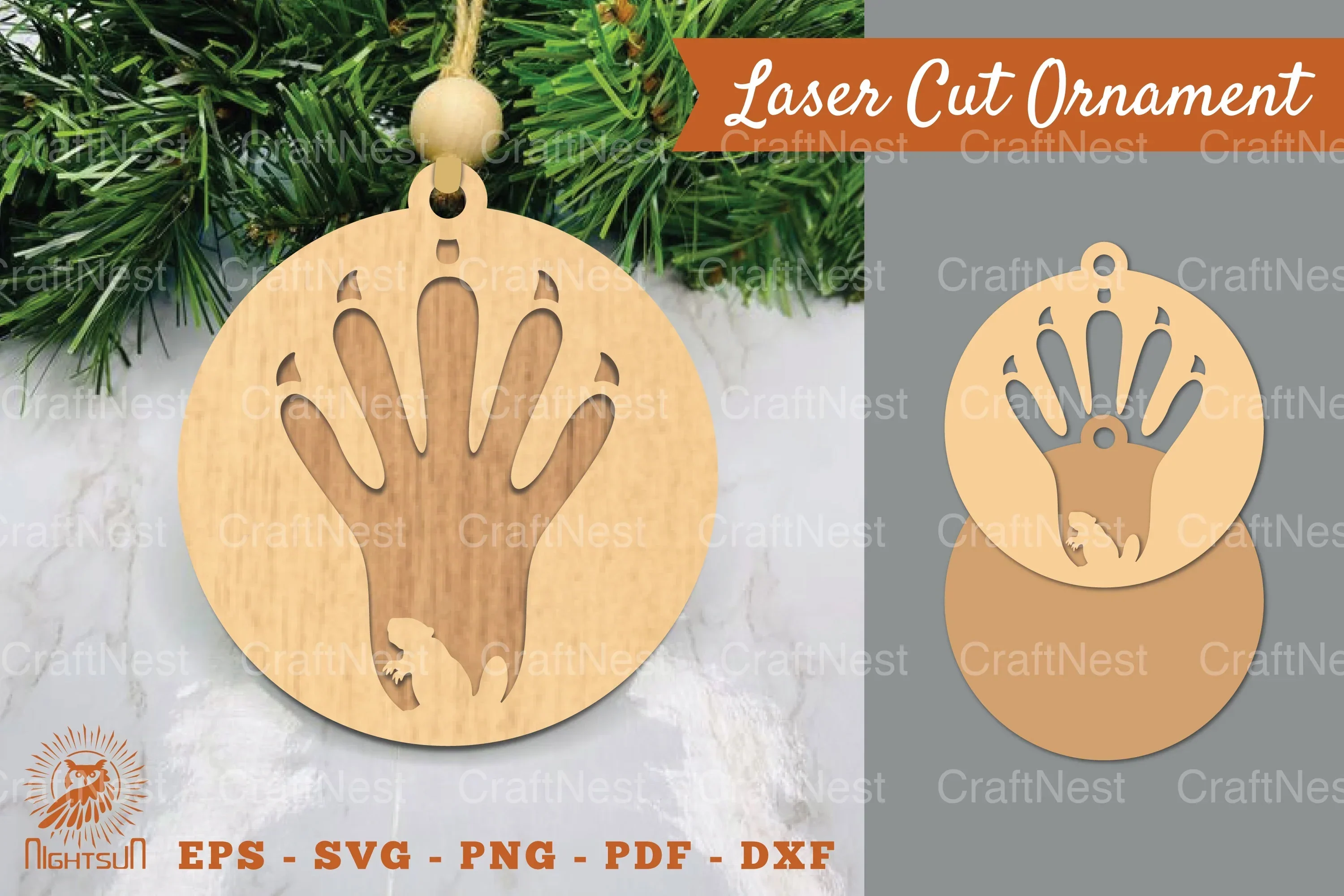Beaver Paw Laser Cut Ornament Clipart Bundle