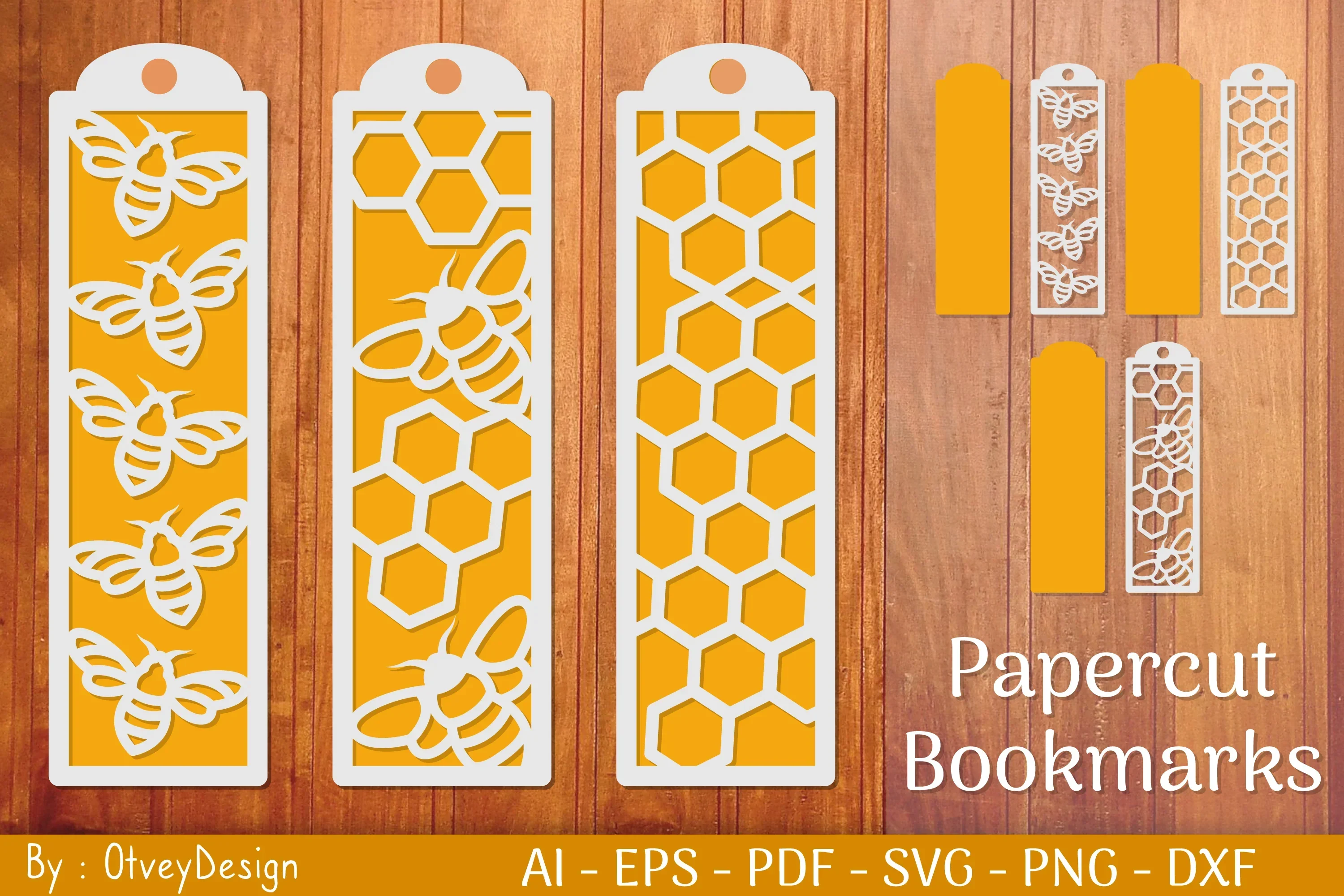 Bee Papercut Bookmarks SVG Bundle